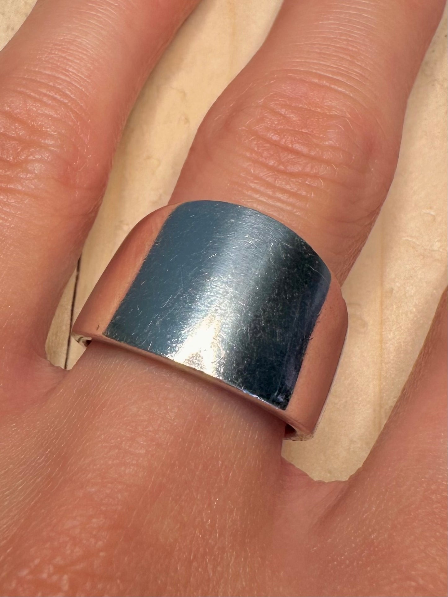 Wide Band 925 Sterling Silver Size R Ring