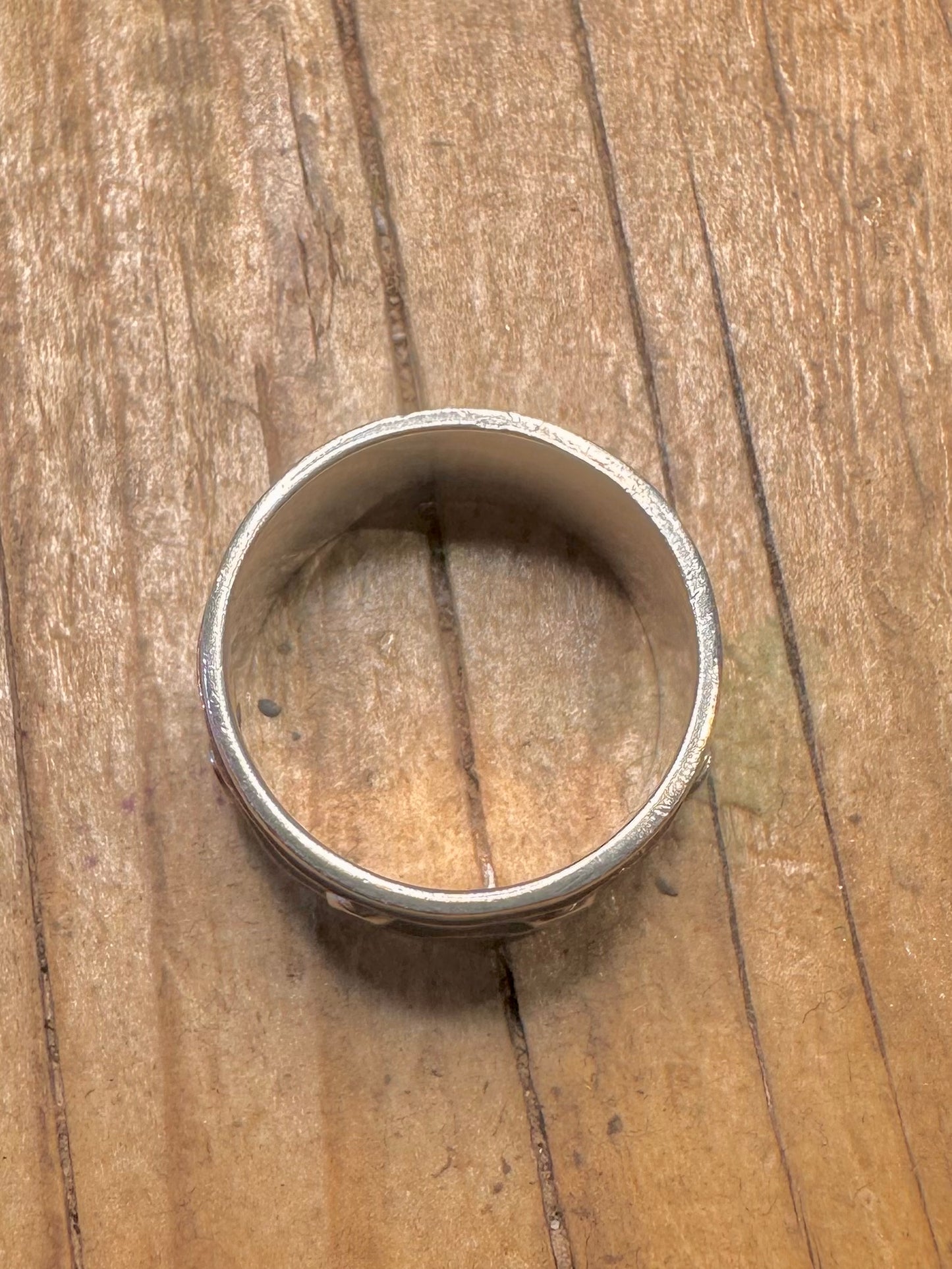 Vintage Copper and Brass Chunky Spinner 925 Sterling Silver Size R1/2 Ring