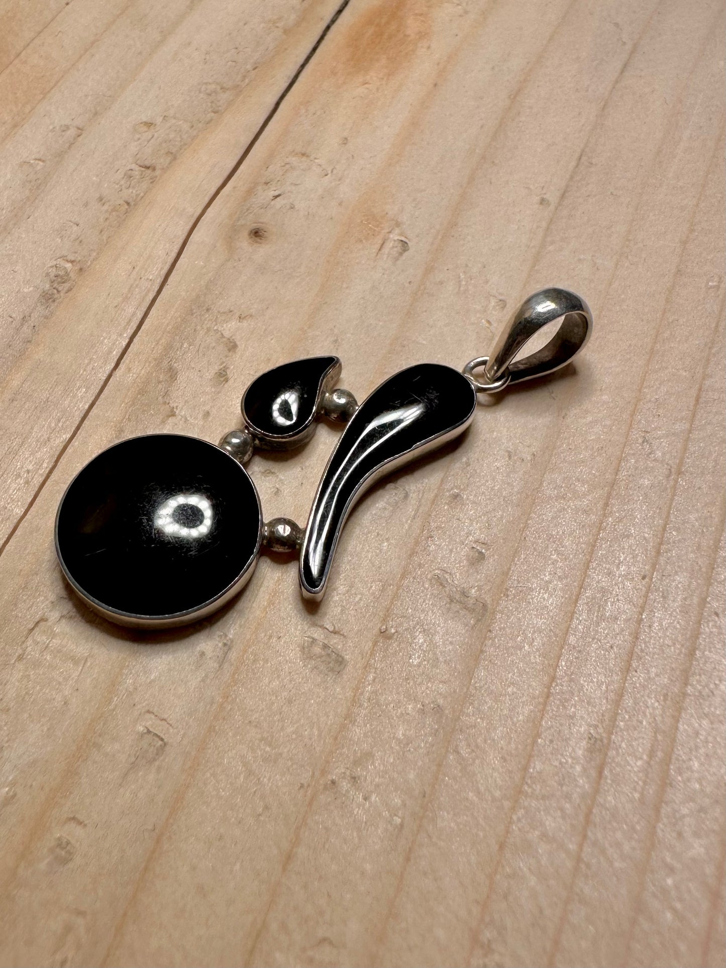 Abstract Onyx 925 Sterling Silver Pendant