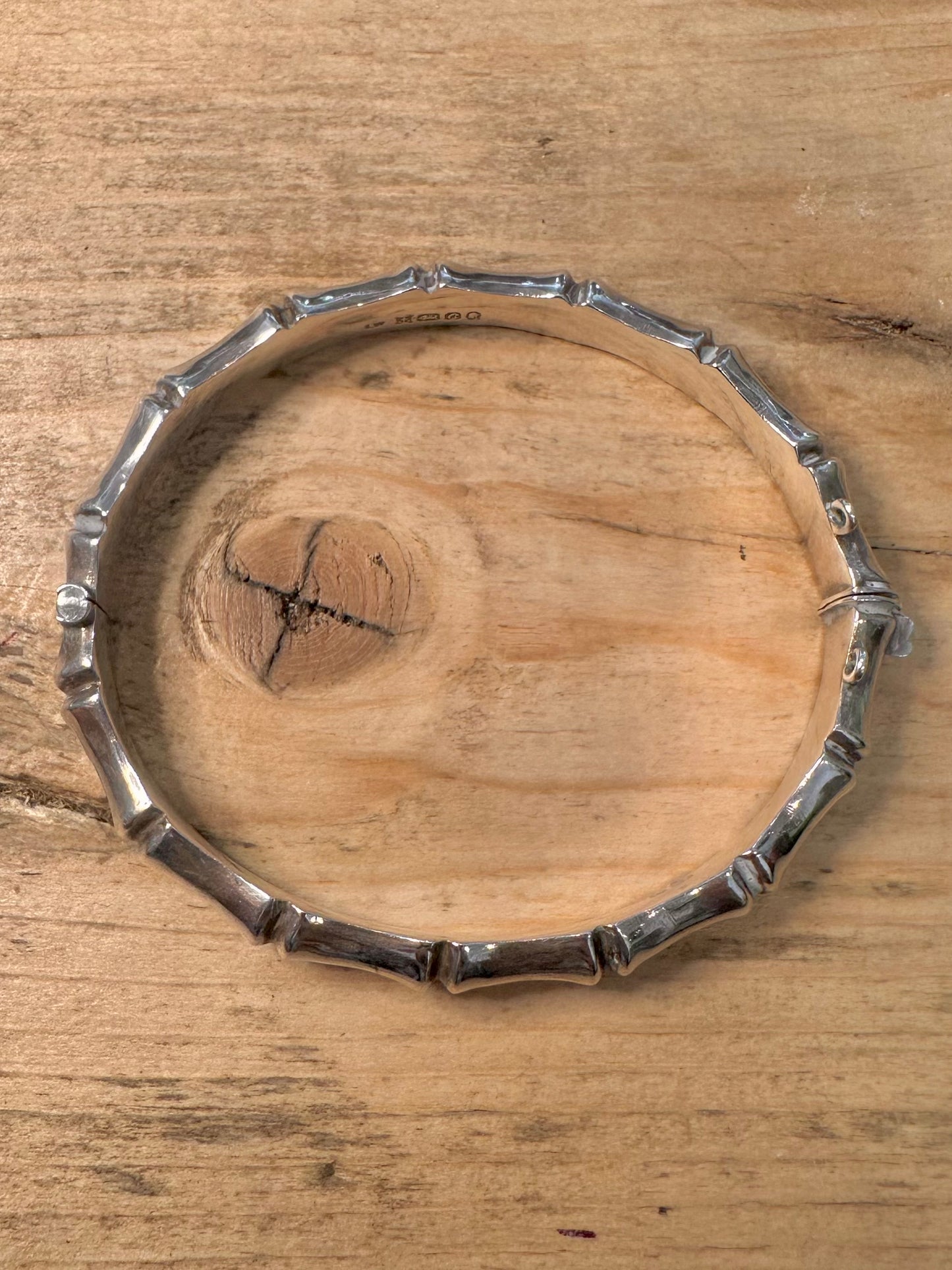 Vintage 1977 Bamboo Style 925 Silver Bangle