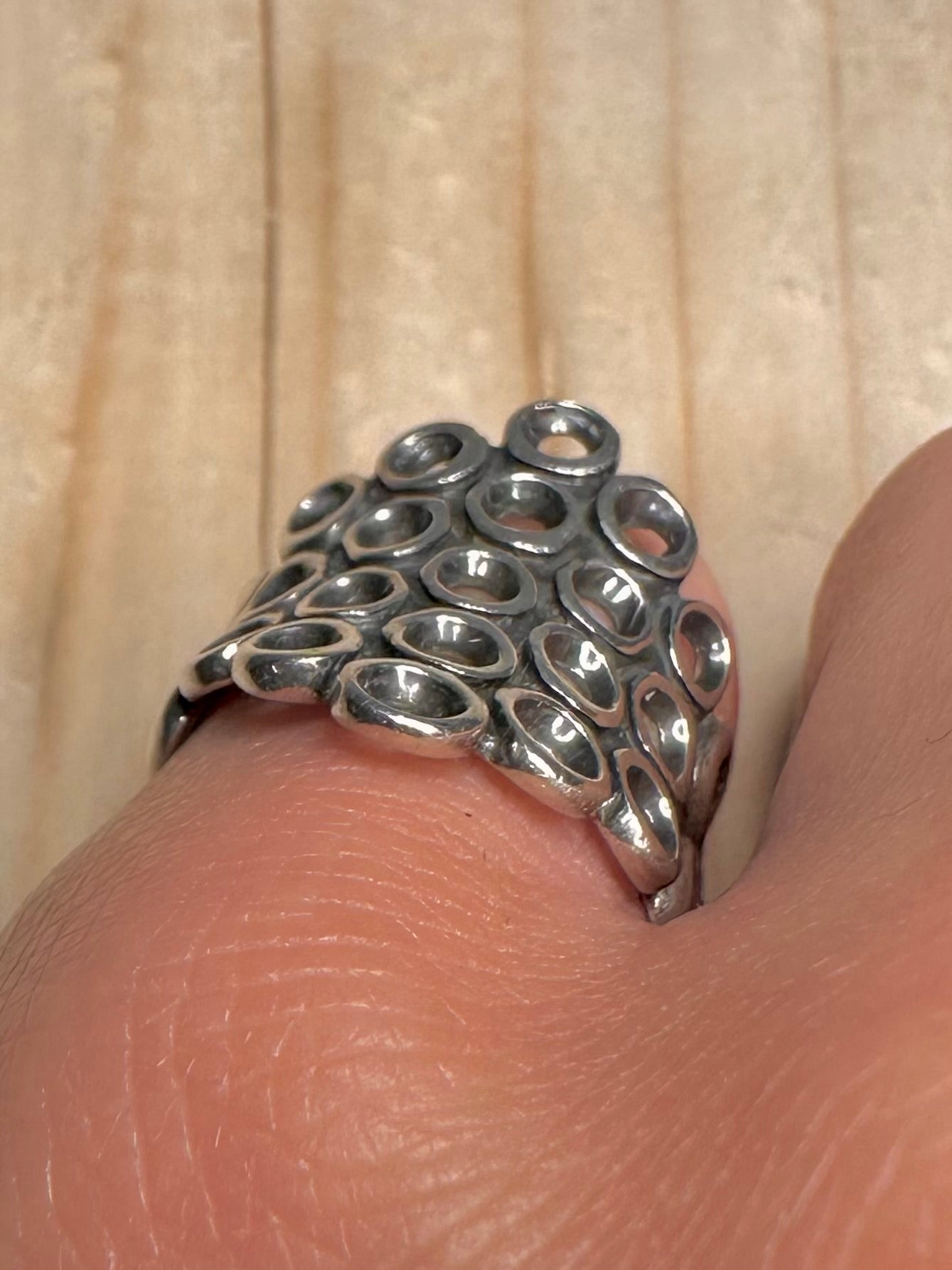 Abstract Modernist Circles 925 Sterling Silver Size J1/2 Ring