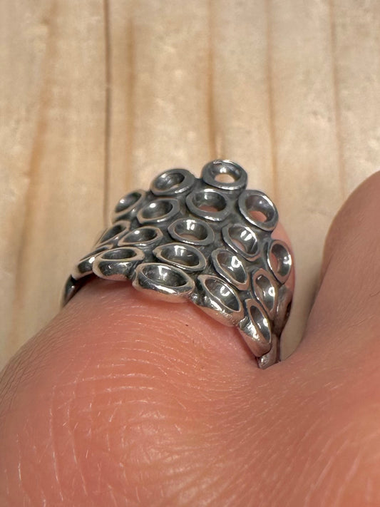 Abstract Modernist Circles 925 Sterling Silver Size J1/2 Ring