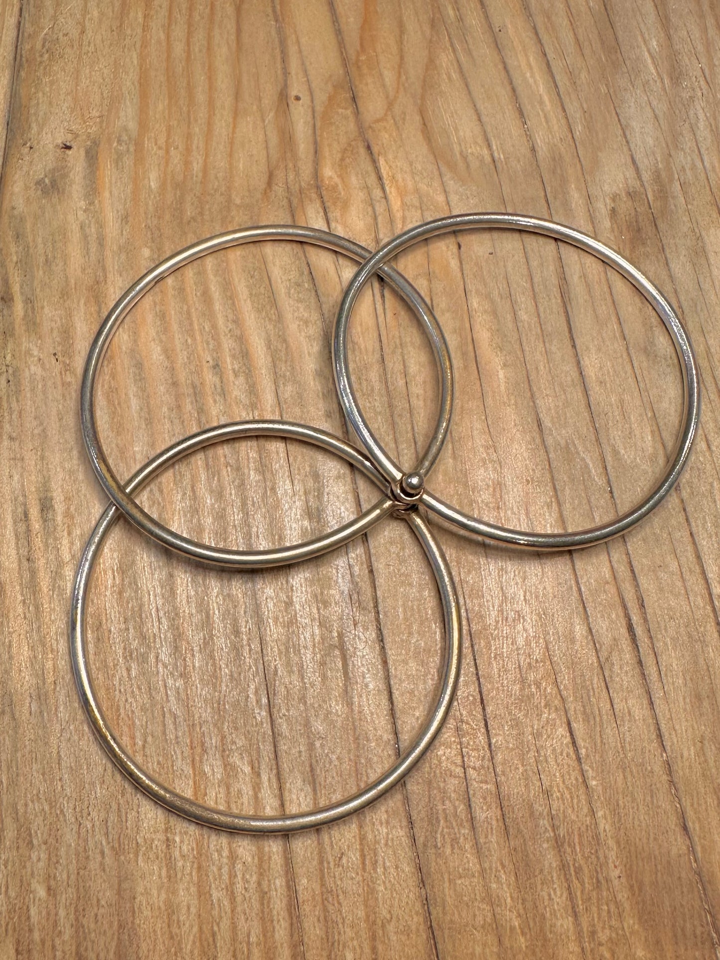 Vintage Three Connected 925 Sterling Silver Bangle