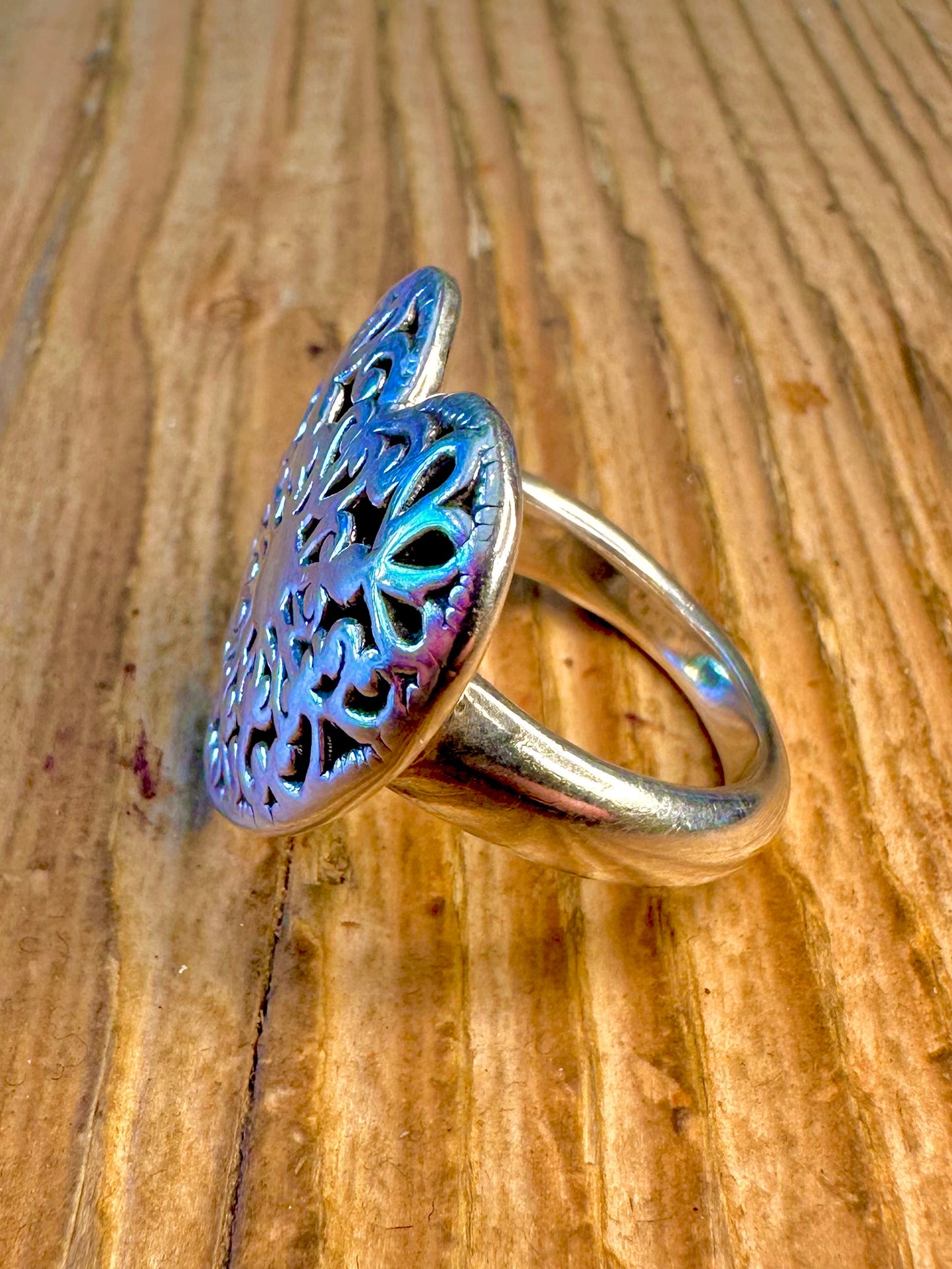 Heart Filigree 925 Sterling Silver Size R1/2 Ring
