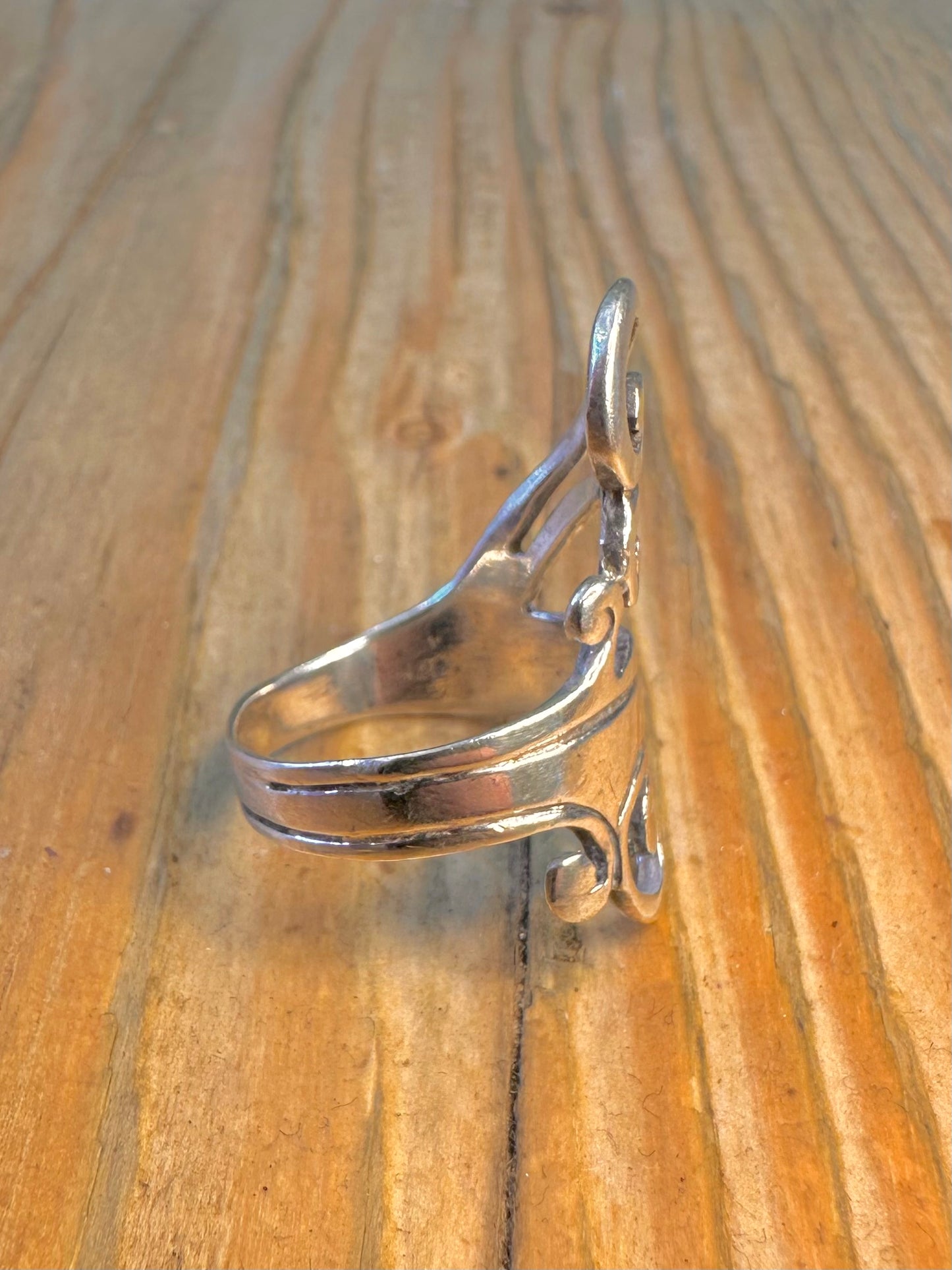 Boho Style Swirl 925 Sterling Silver Size N Ring