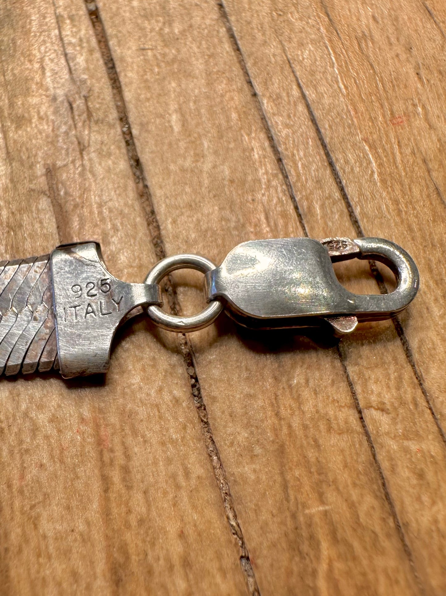 Modernist Herringbone Italy 925 Sterling Silver 8 inch Bracelet