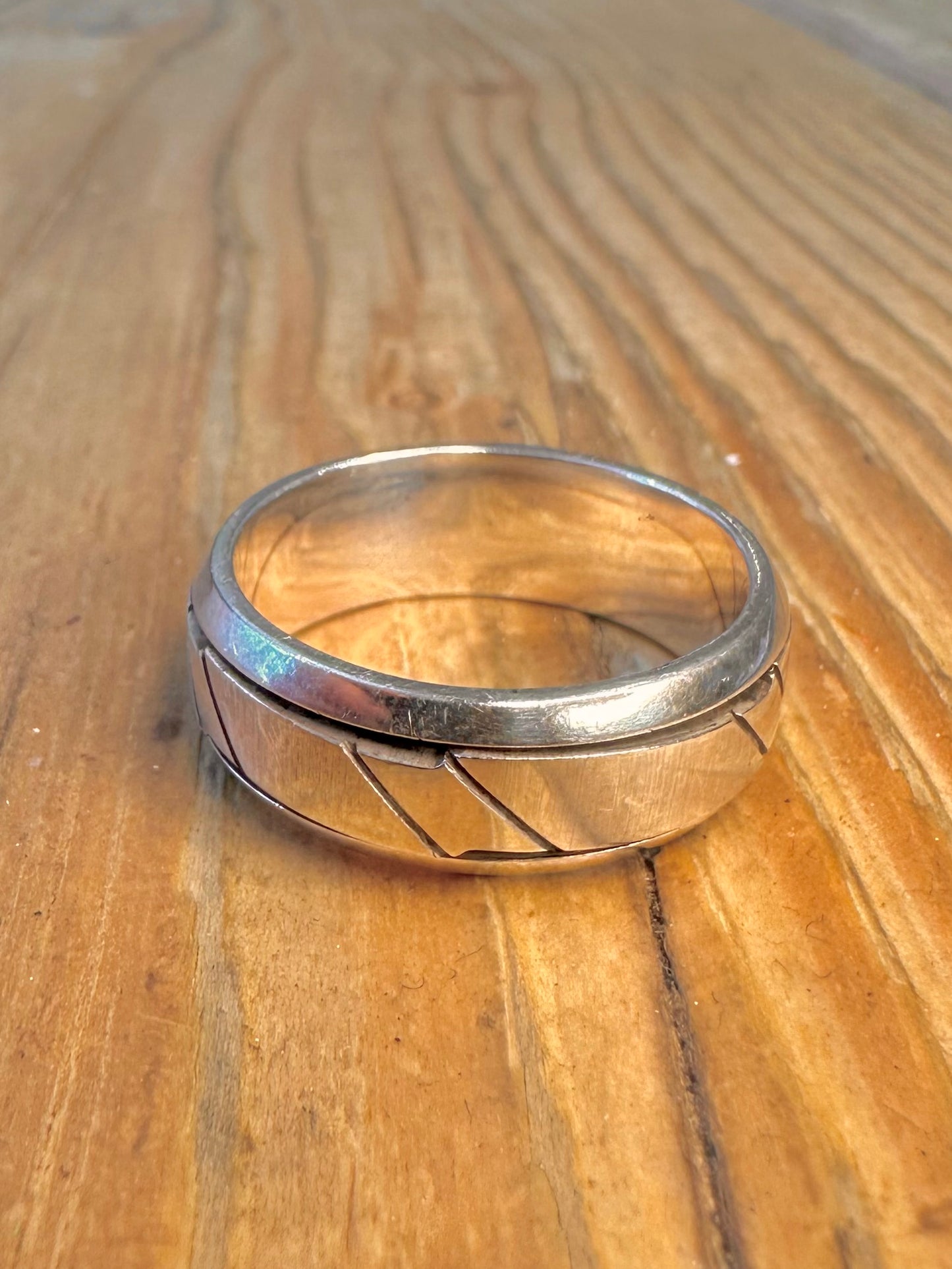Abstract Spinner Band 925 Sterling Silver Size V Ring