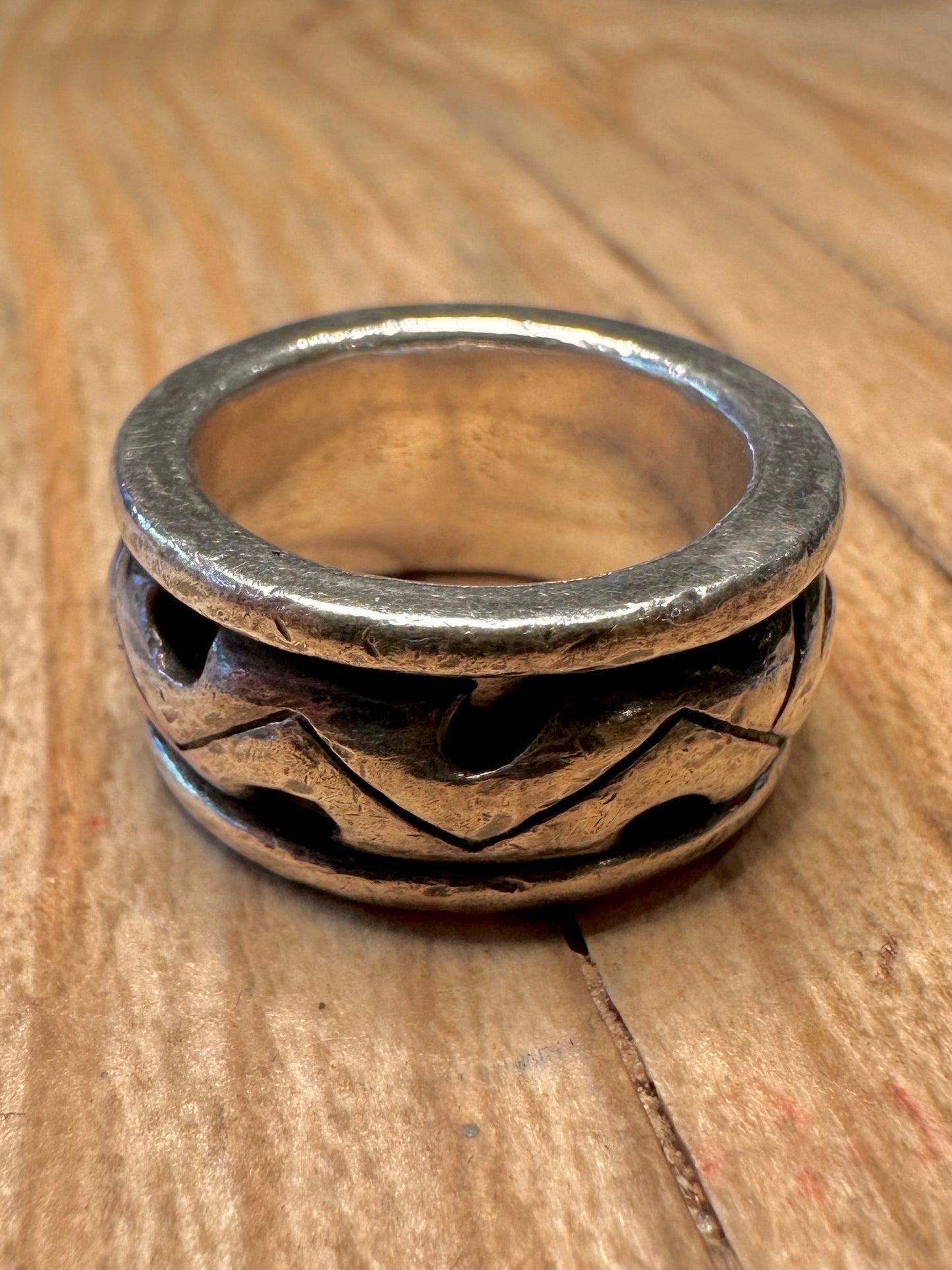 Vintage Chunky Engraved Spinner 925 Sterling Silver Size L1/2 Ring
