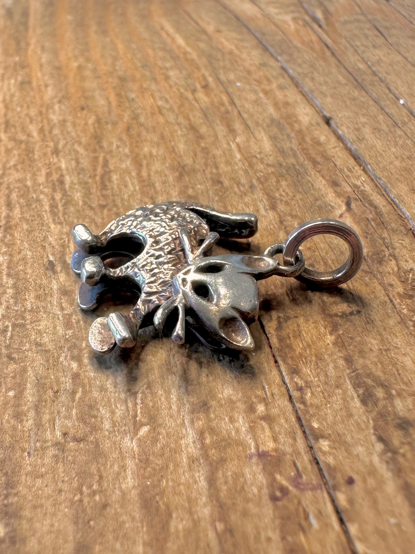 Ronex Cat Kitten 1978 Textured 925 Sterling Silver Pendant