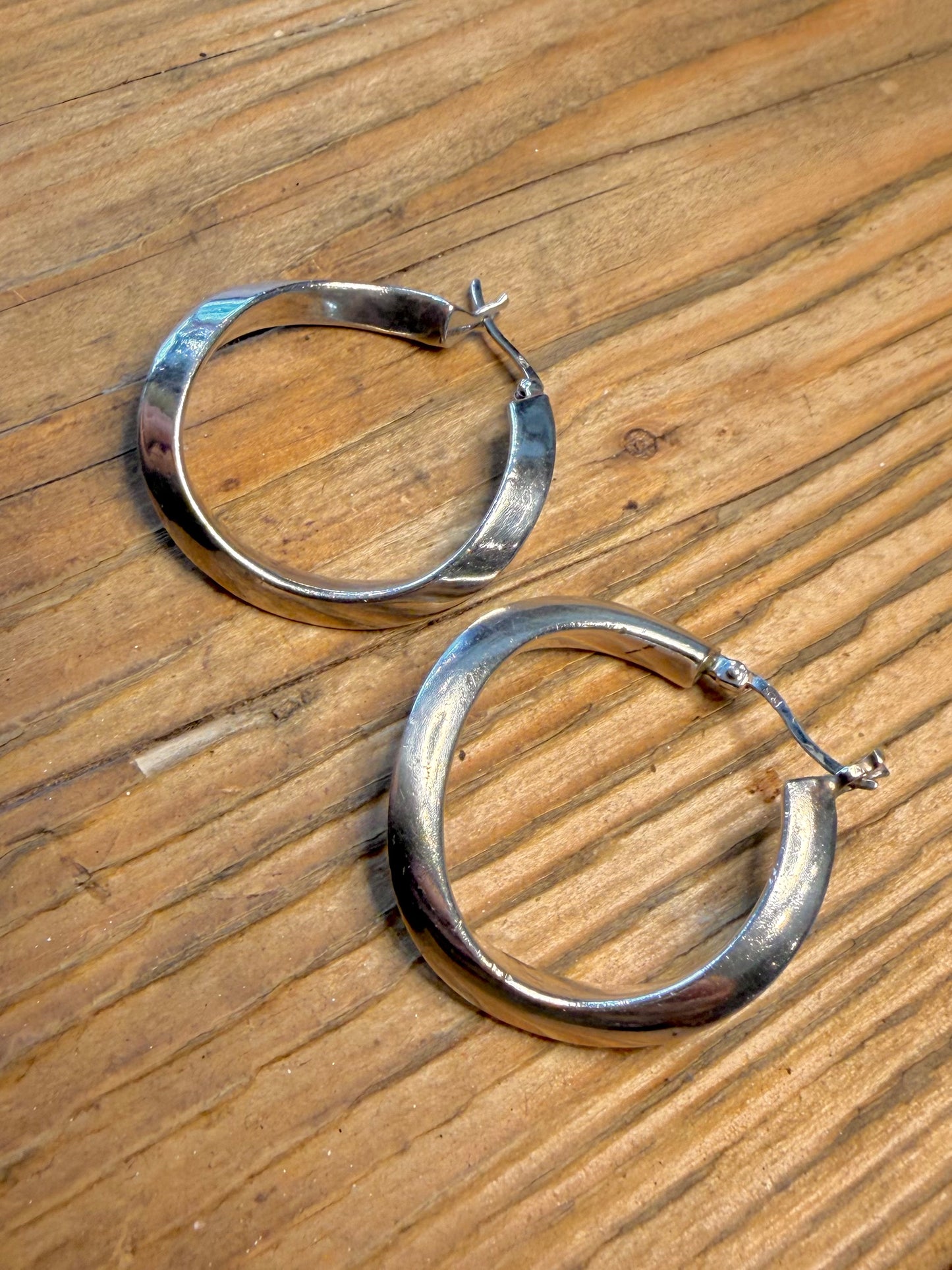 Modernist Twisted Hoops 925 Sterling Silver Earrings