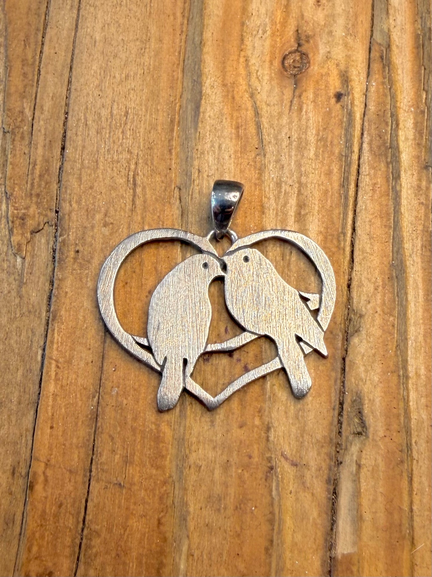 Two Love Birds Textured 925 Sterling Silver Pendant