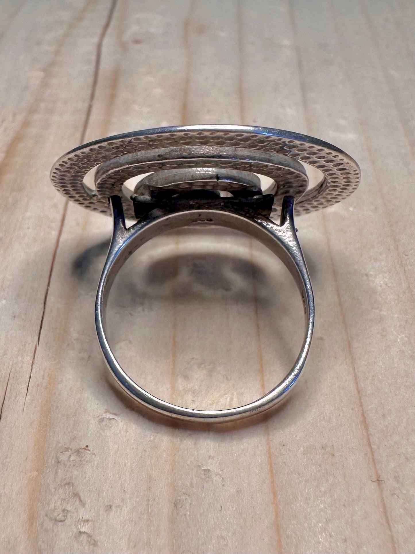 Large Spiral 925 Sterling Silver Size Q Ring