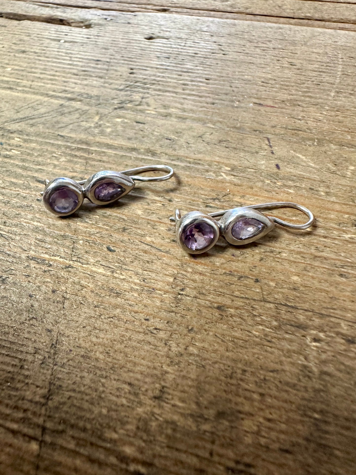 Modernist Amethyst 925 Silver Earrings