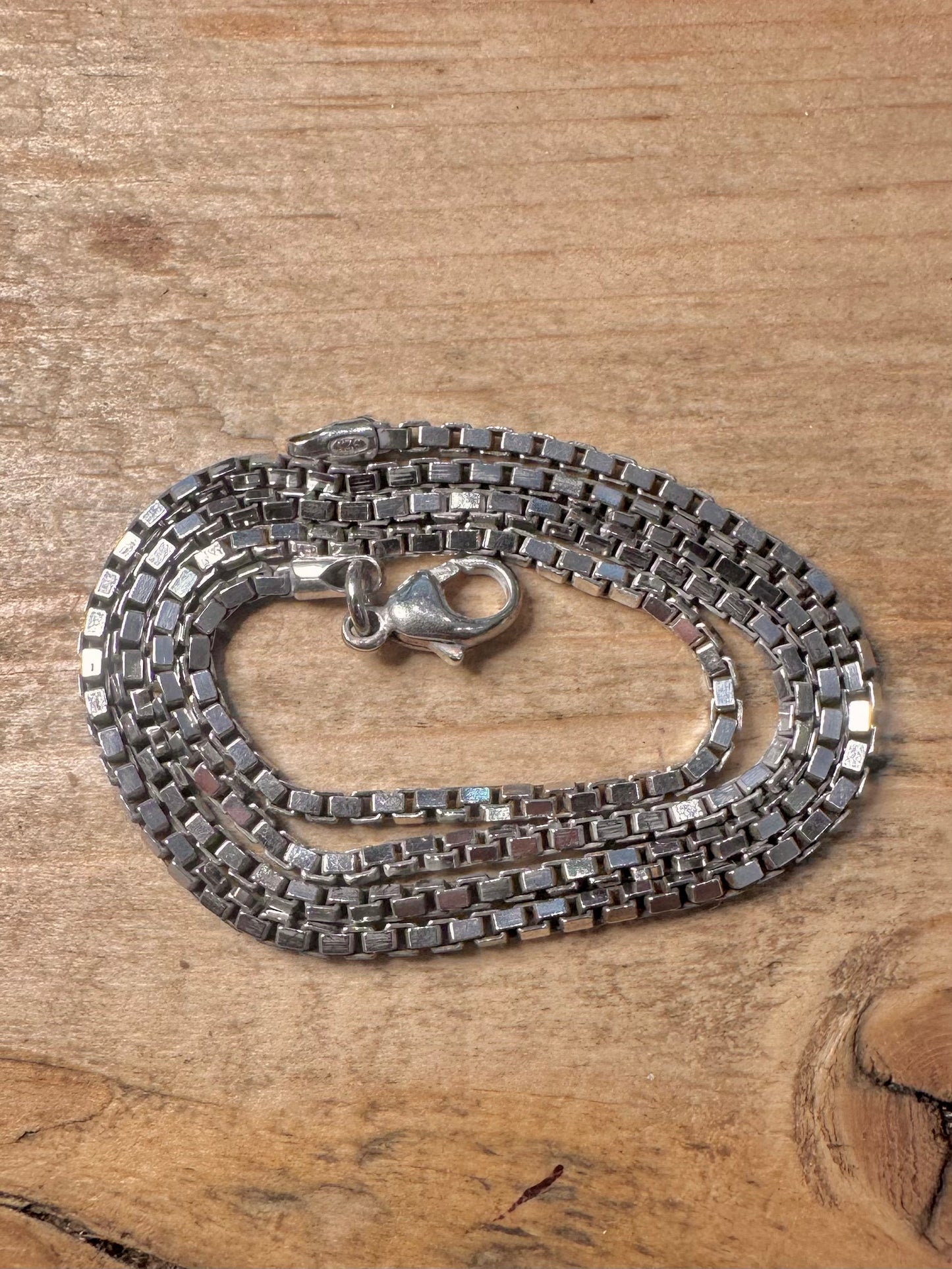Vintage Box Chain 925 Silver 18 inch Necklace
