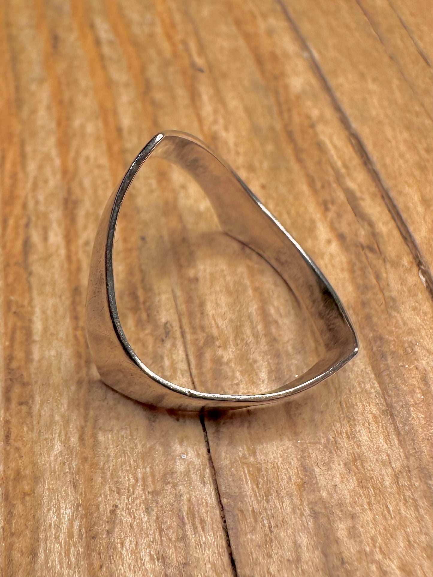 Vintage Engraved Wishbone 925 Sterling Silver Size P Ring