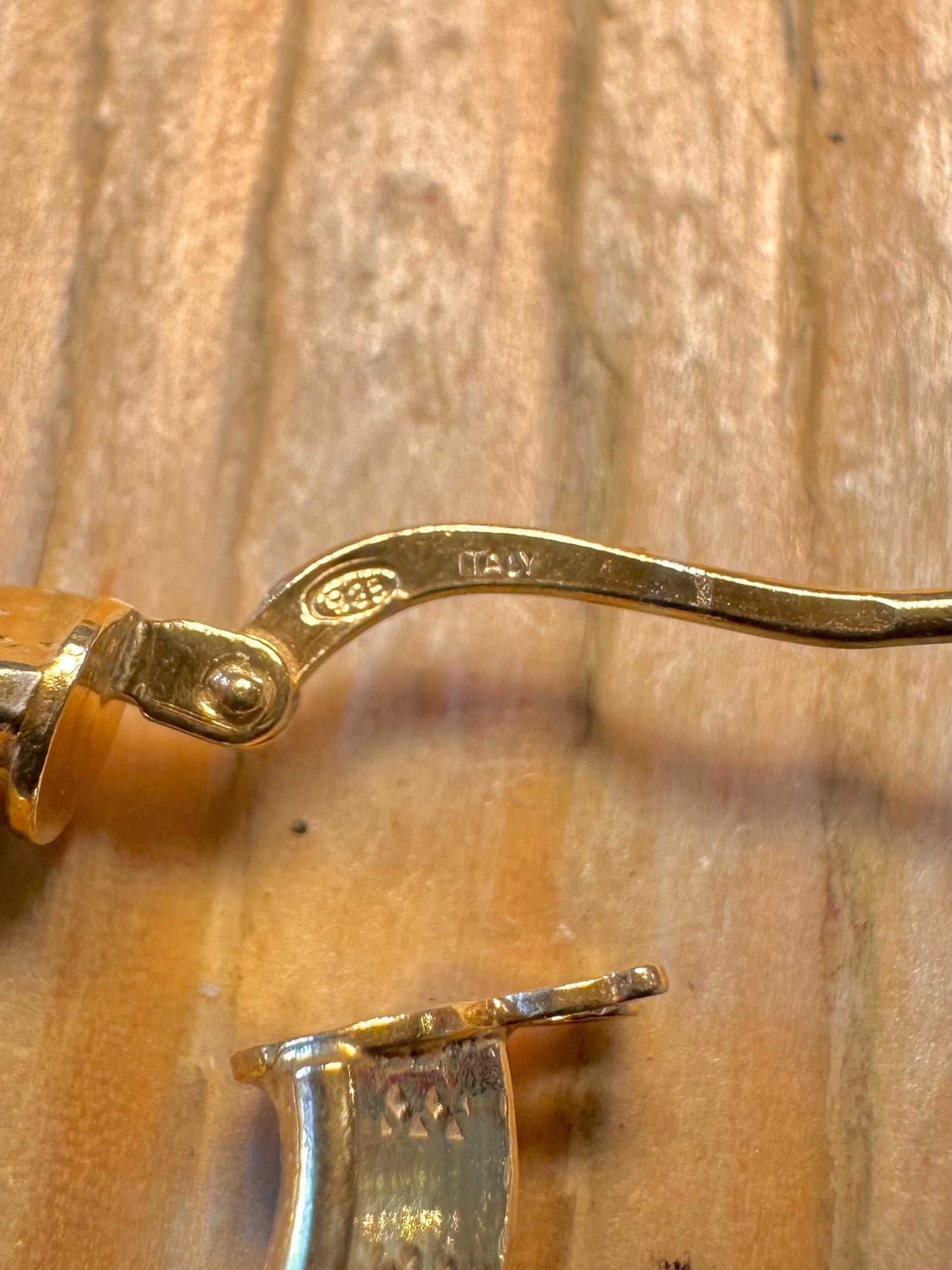 Modern Textured Hoops Italy Gold on 925 Sterling Silver Earrings