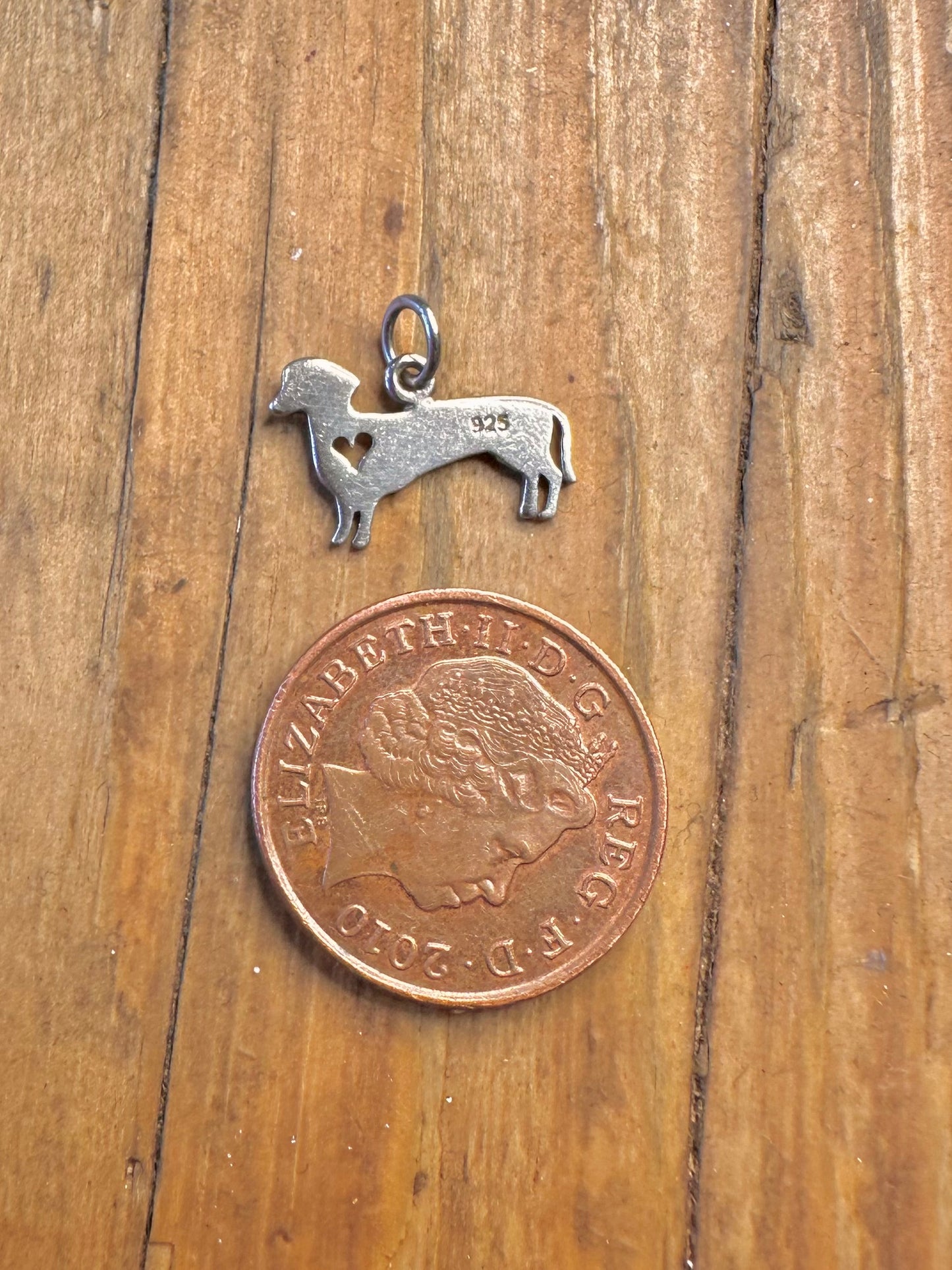 Dachshund Cut Out Heart 925 Sterling Silver Pendant