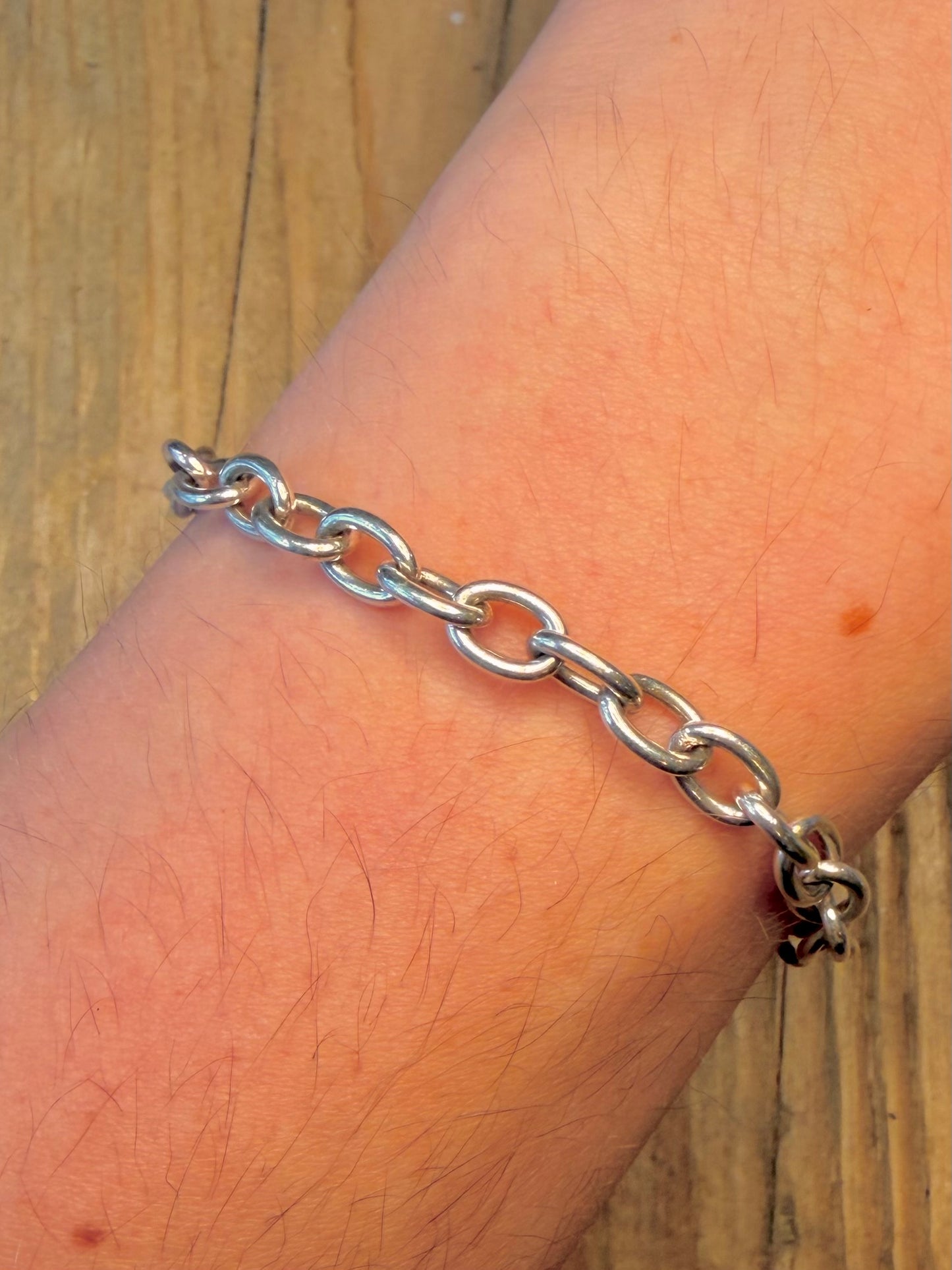 Belcher T Bar Heart 925 Sterling Silver 8 inch Bracelet