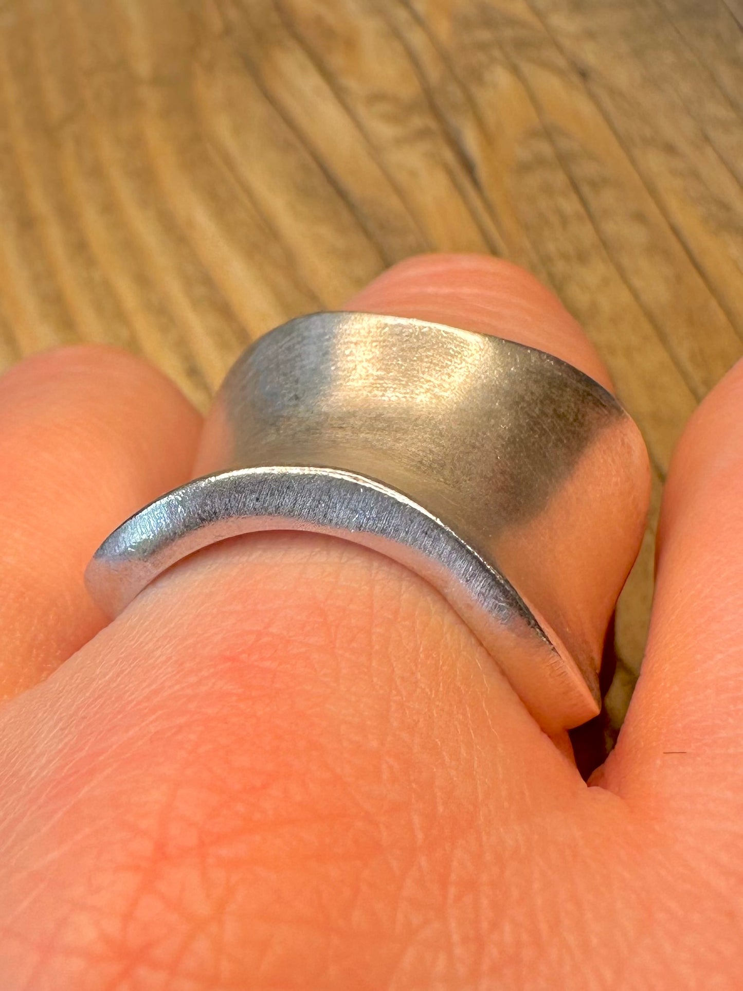 Abstract Concave Brush Finish 925 Sterling Silver Size T Ring