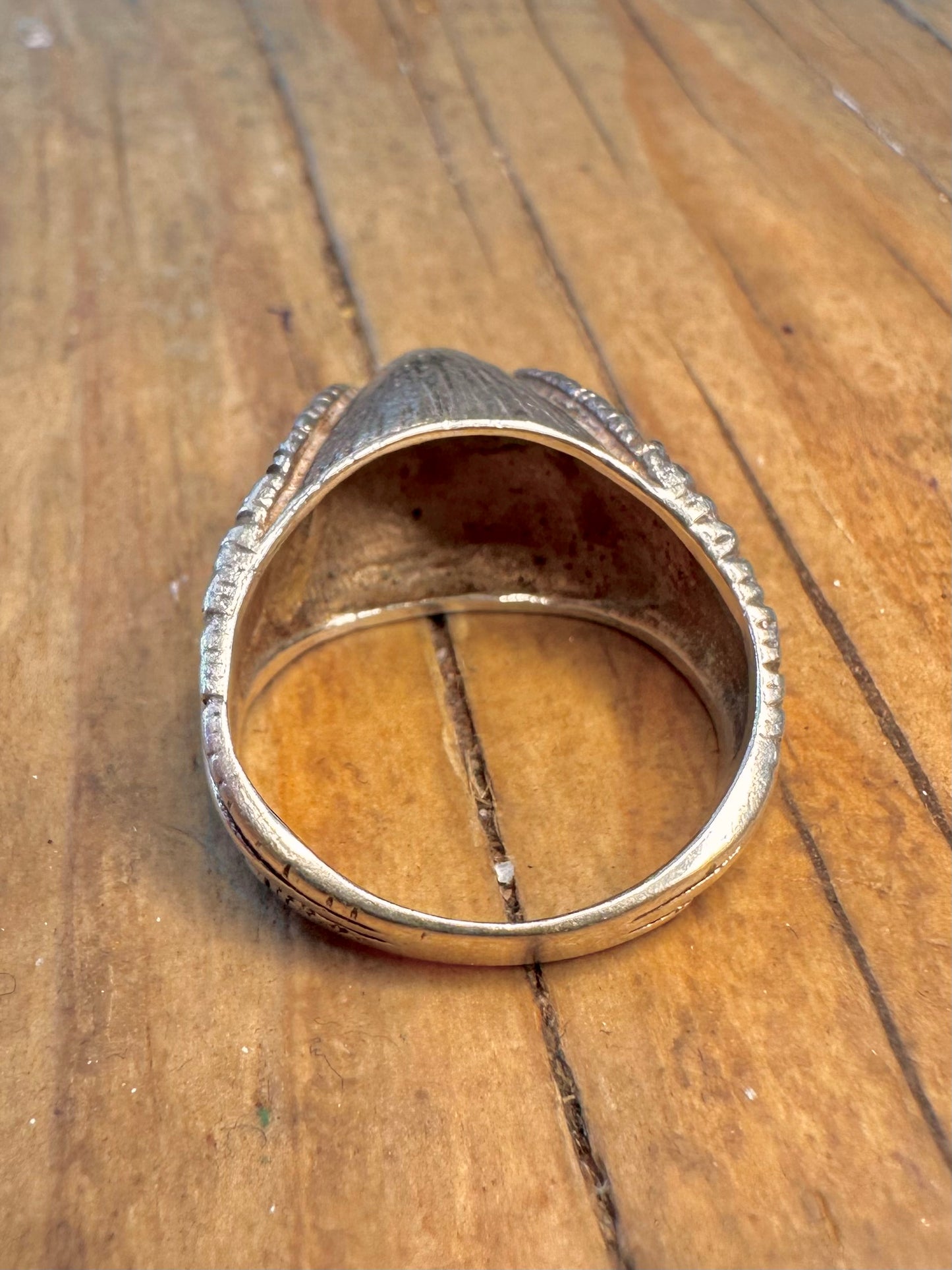 Pointed Leaf Textured 925 Sterling Silver Size M Ring