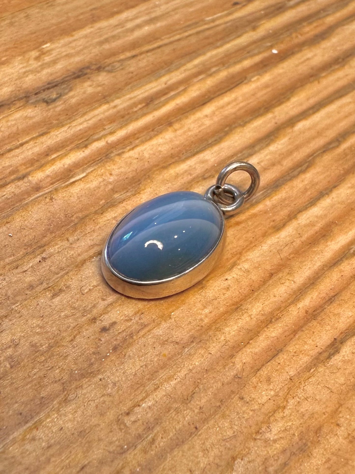 Blue Lace Agate 1988 Oval 925 Sterling Silver Pendant