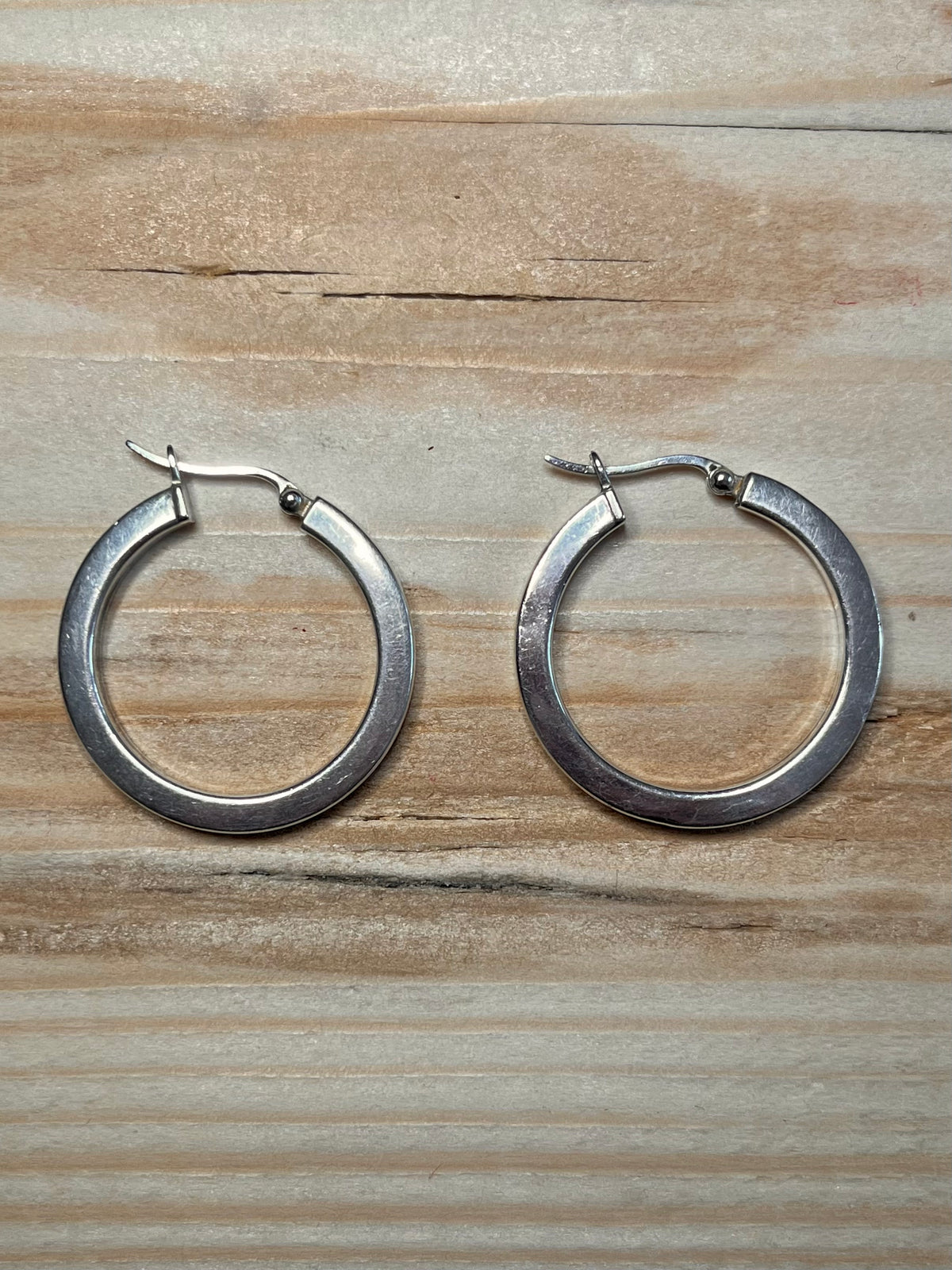 Flat Chunky 925 Sterling Silver Hoop Earrings