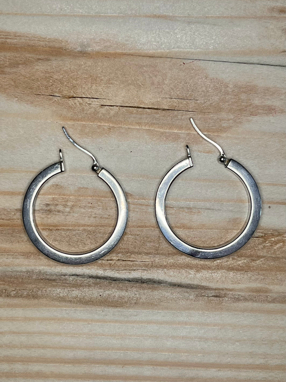 Flat Chunky 925 Sterling Silver Hoop Earrings