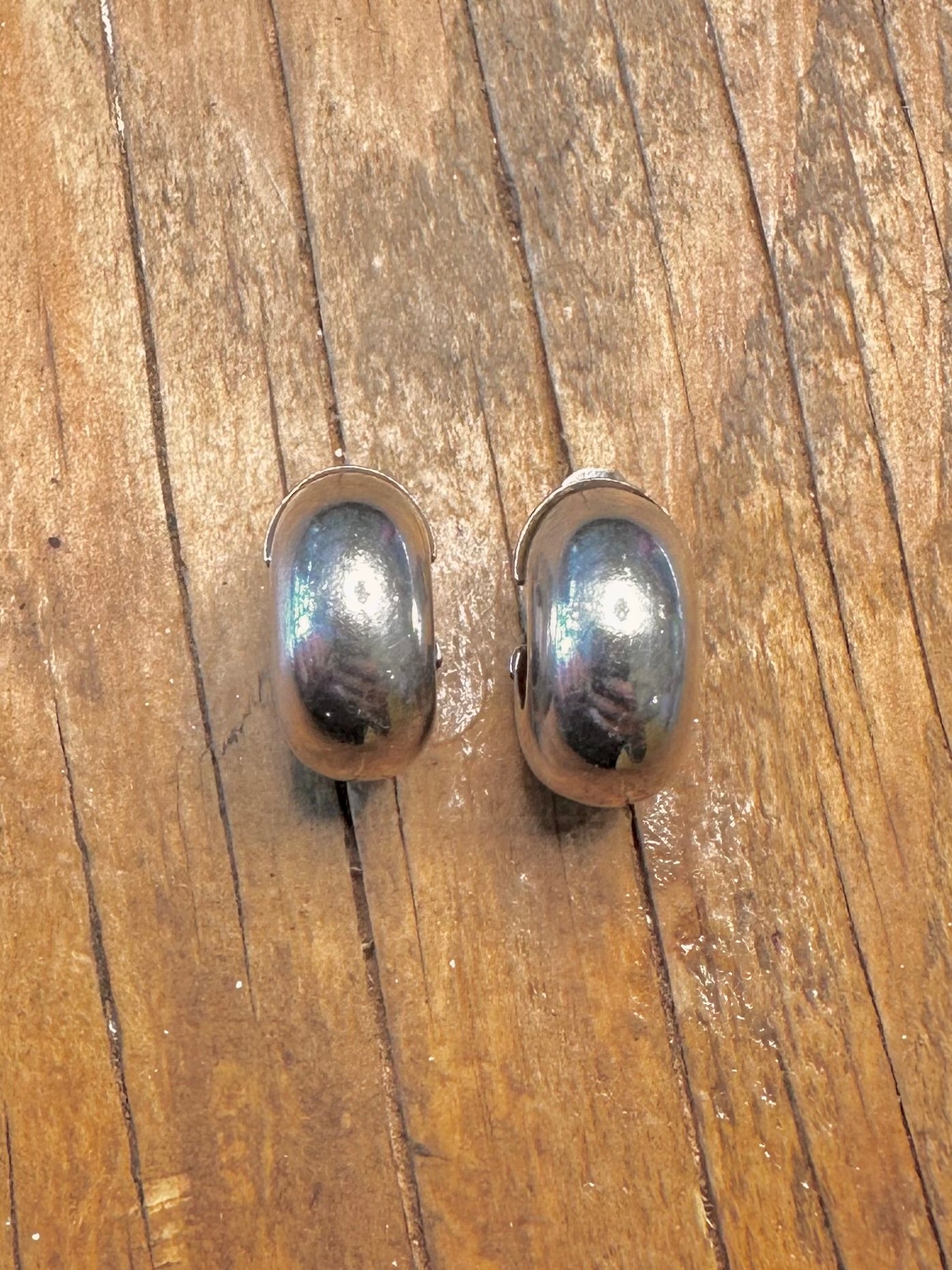 Chunky Rounded Half Hoops Italy 925 Sterling Silver Earrings
