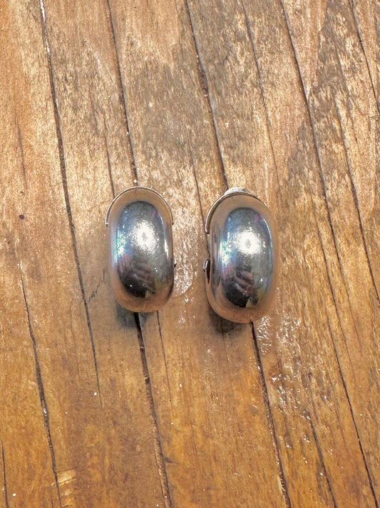 Chunky Rounded Half Hoops Italy 925 Sterling Silver Earrings