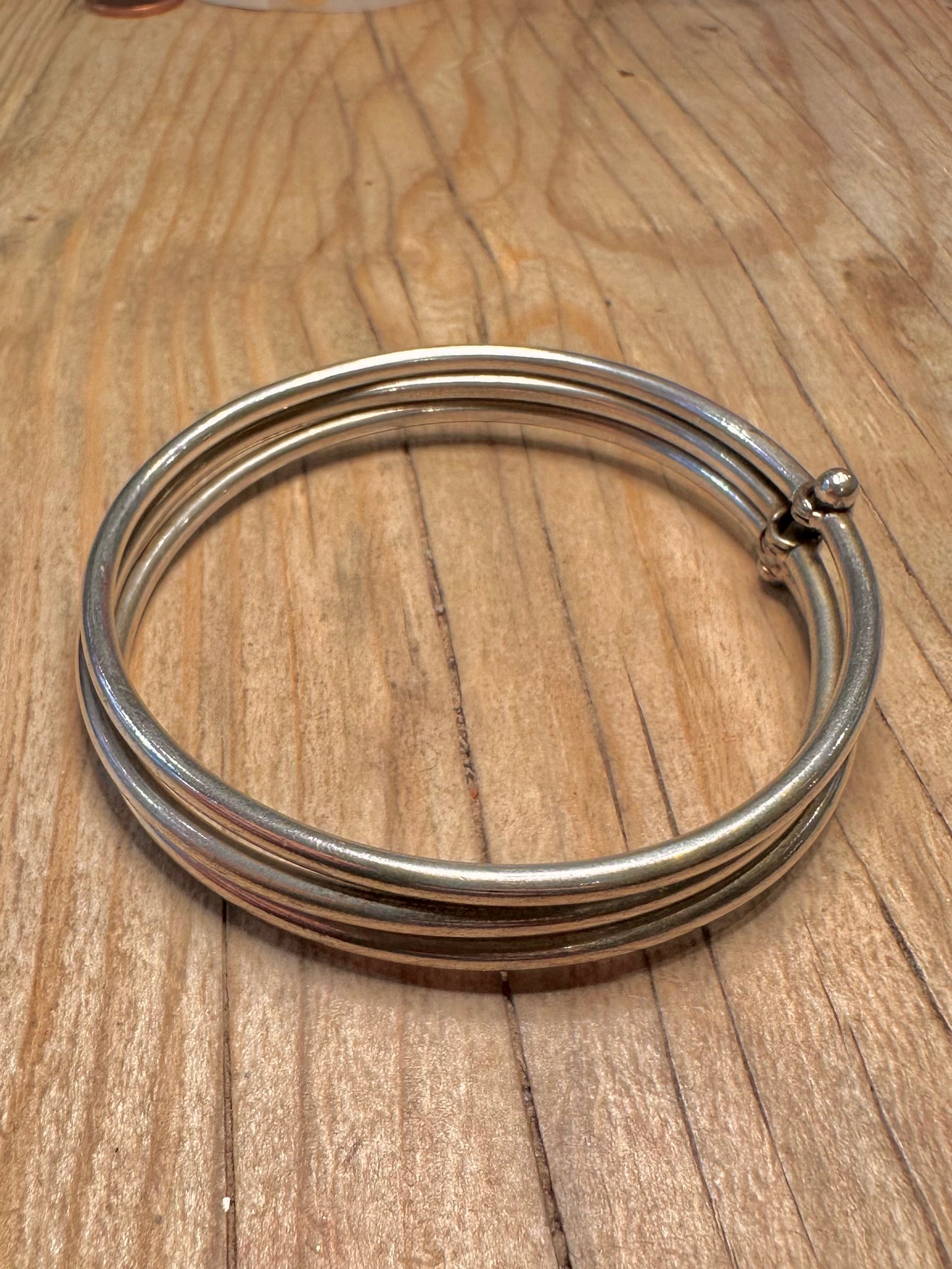 Vintage Three Connected 925 Sterling Silver Bangle