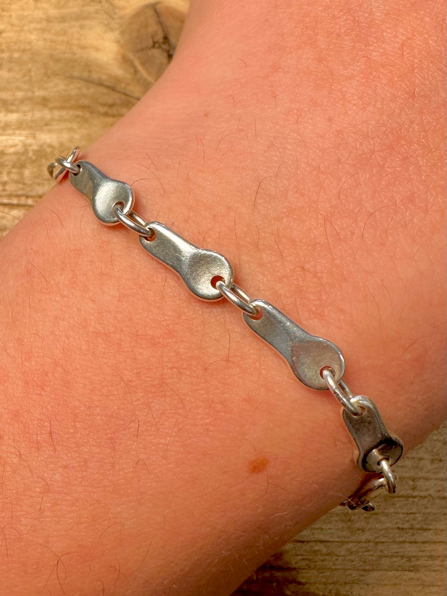 Abstract 1998 Unique Link 925 Silver 7.2 inch Bracelet