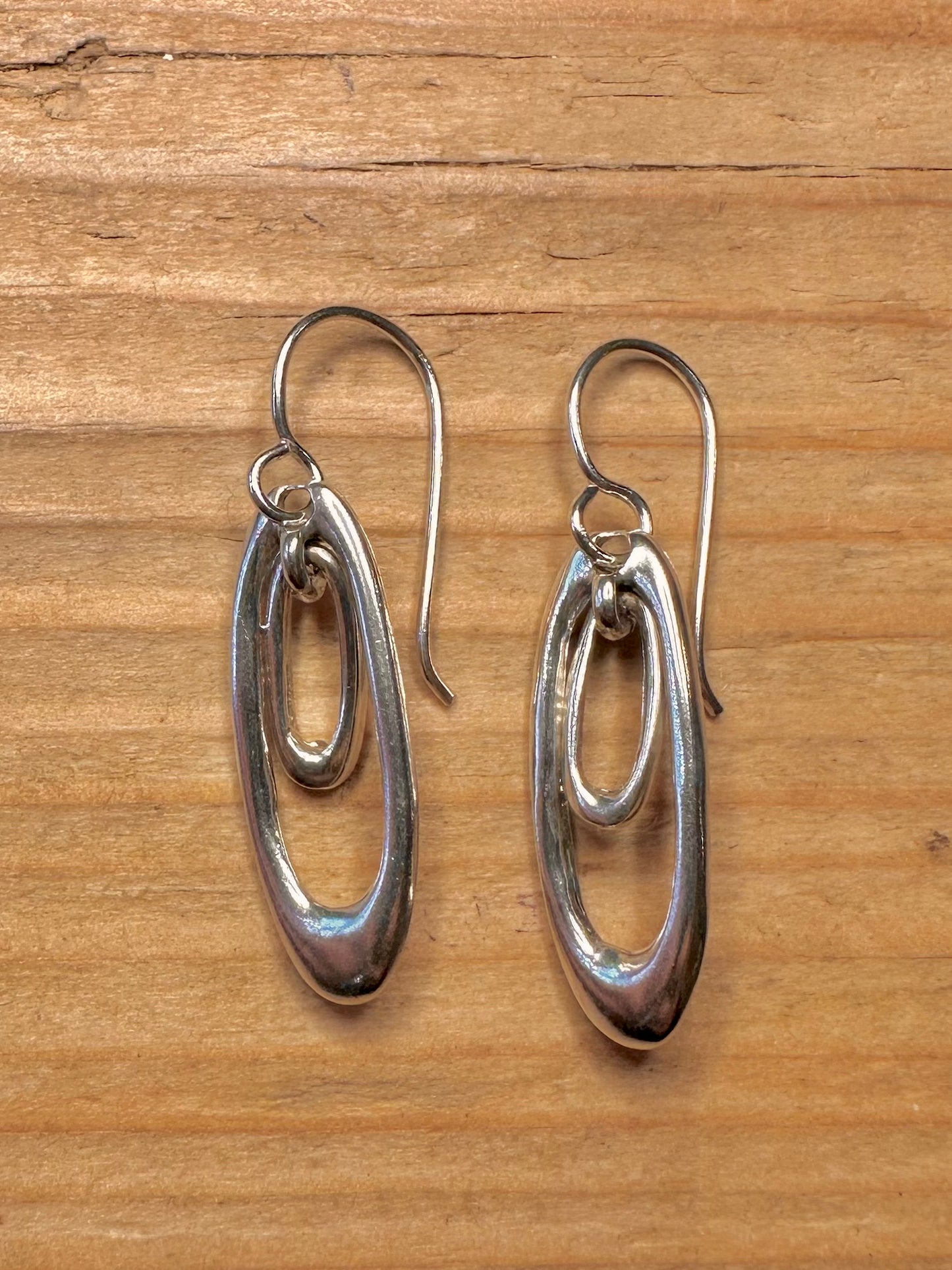 Ohrringe Modernist Double Oval aus 925er Sterlingsilber