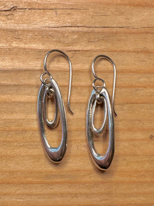 Ohrringe Modernist Double Oval aus 925er Sterlingsilber