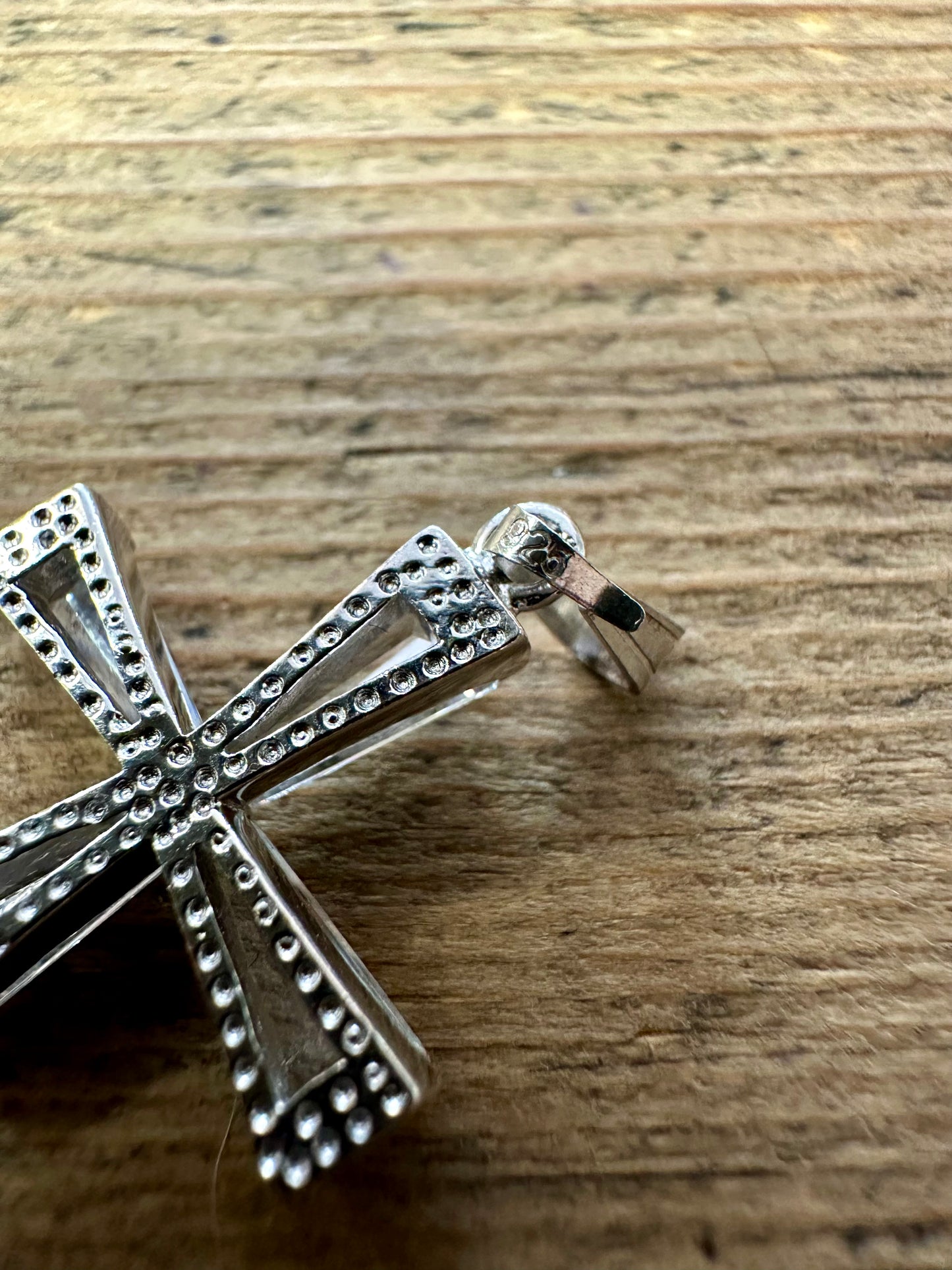 Modern CZ Cross 925 Silver Pendant