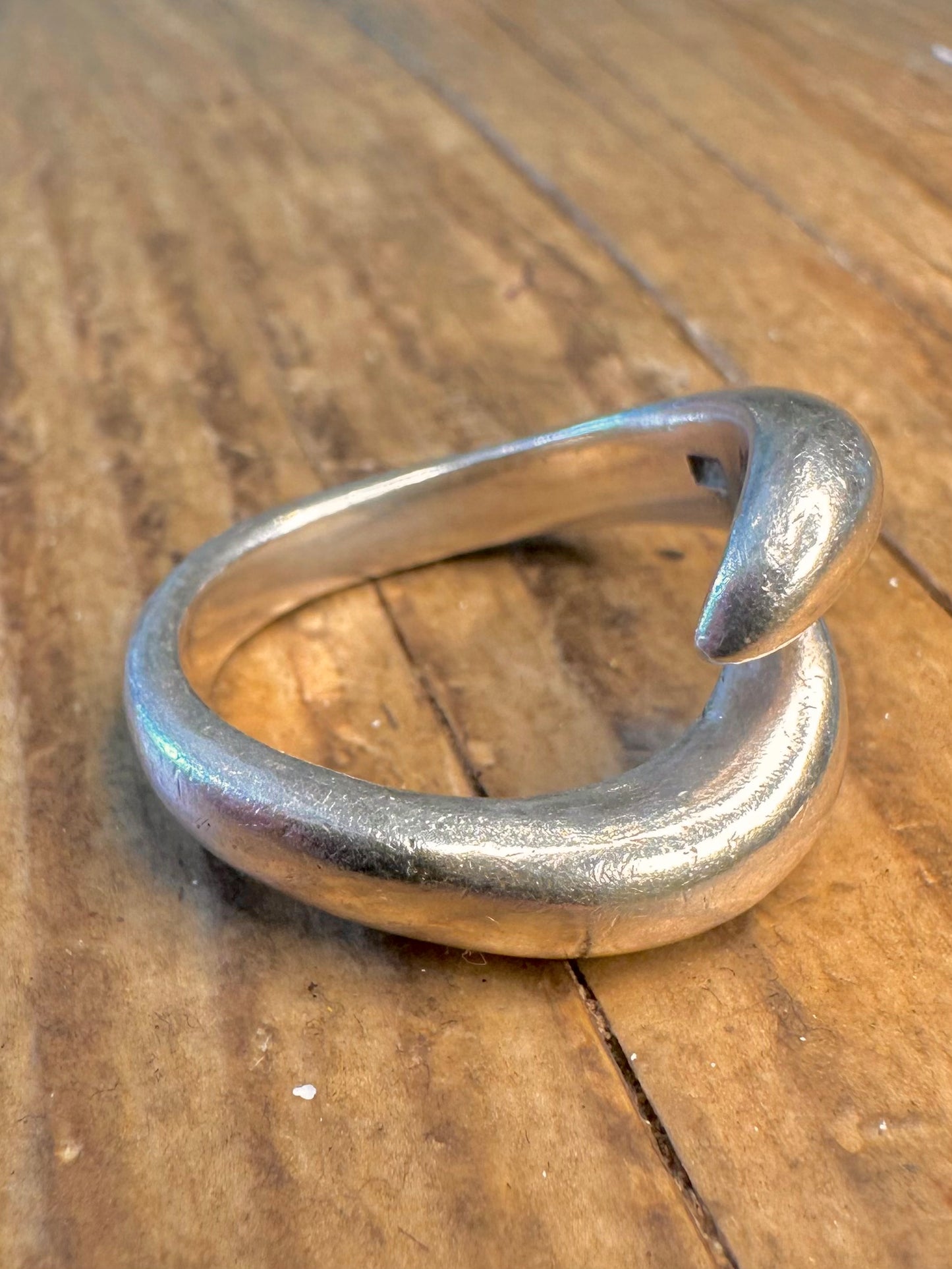 Abstrakter massiver, überlappender Ring aus 925er Sterlingsilber, Größe P