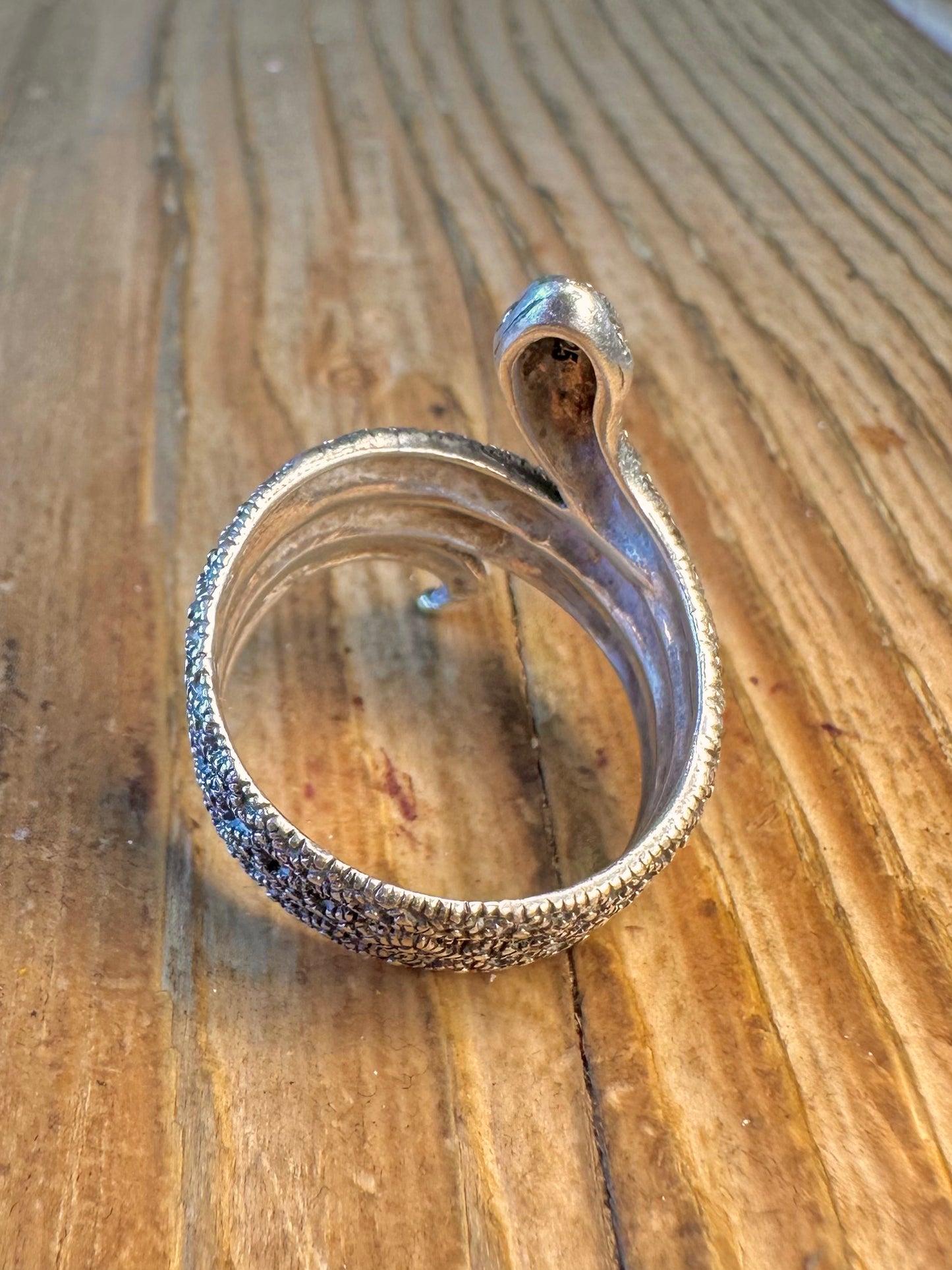 Marcasite Coiled Snake 925 Sterling Silver Size S1/2 Ring