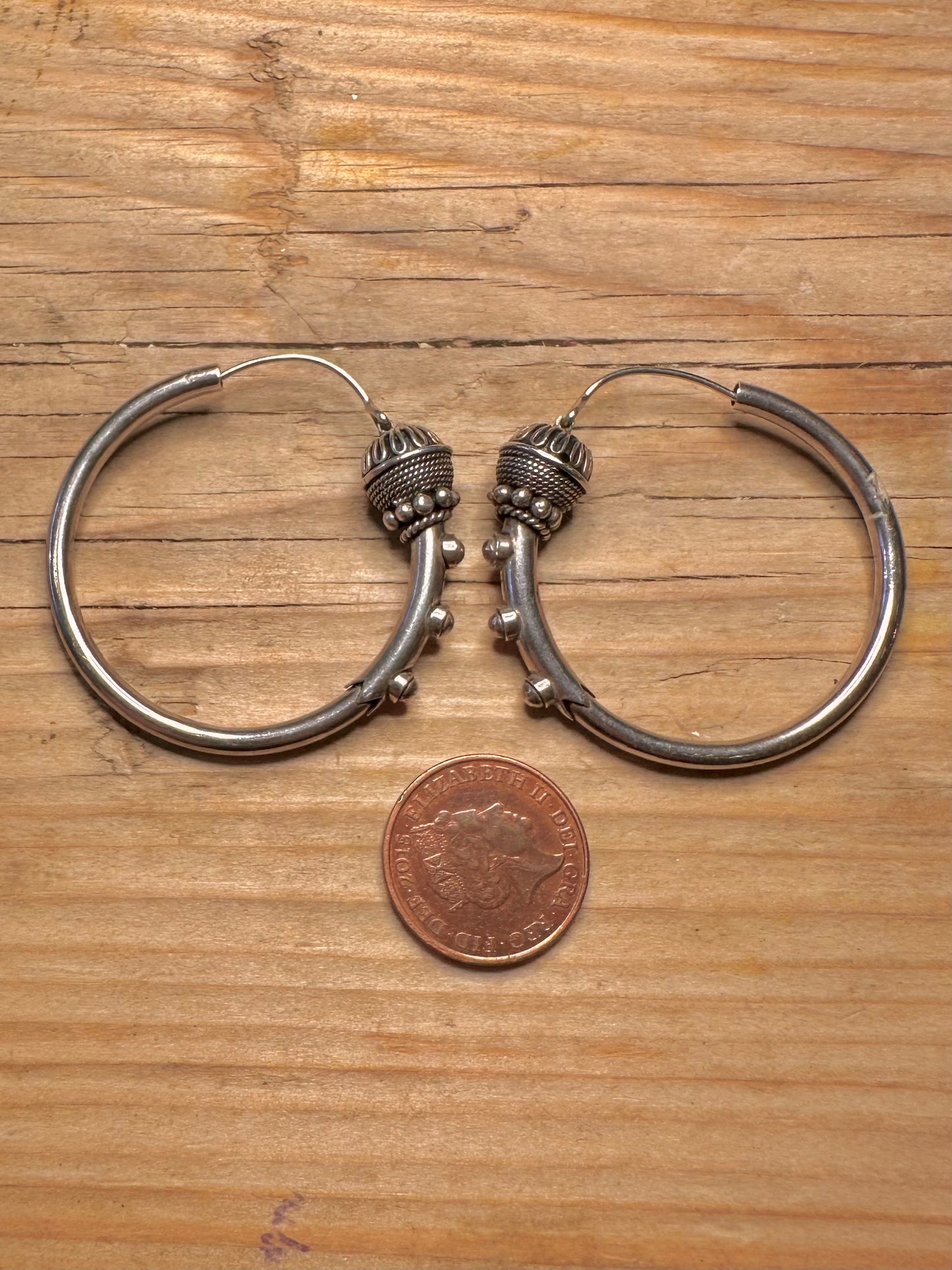 Große Vintage Tribal Kreolen Ohrringe aus 925er Sterlingsilber