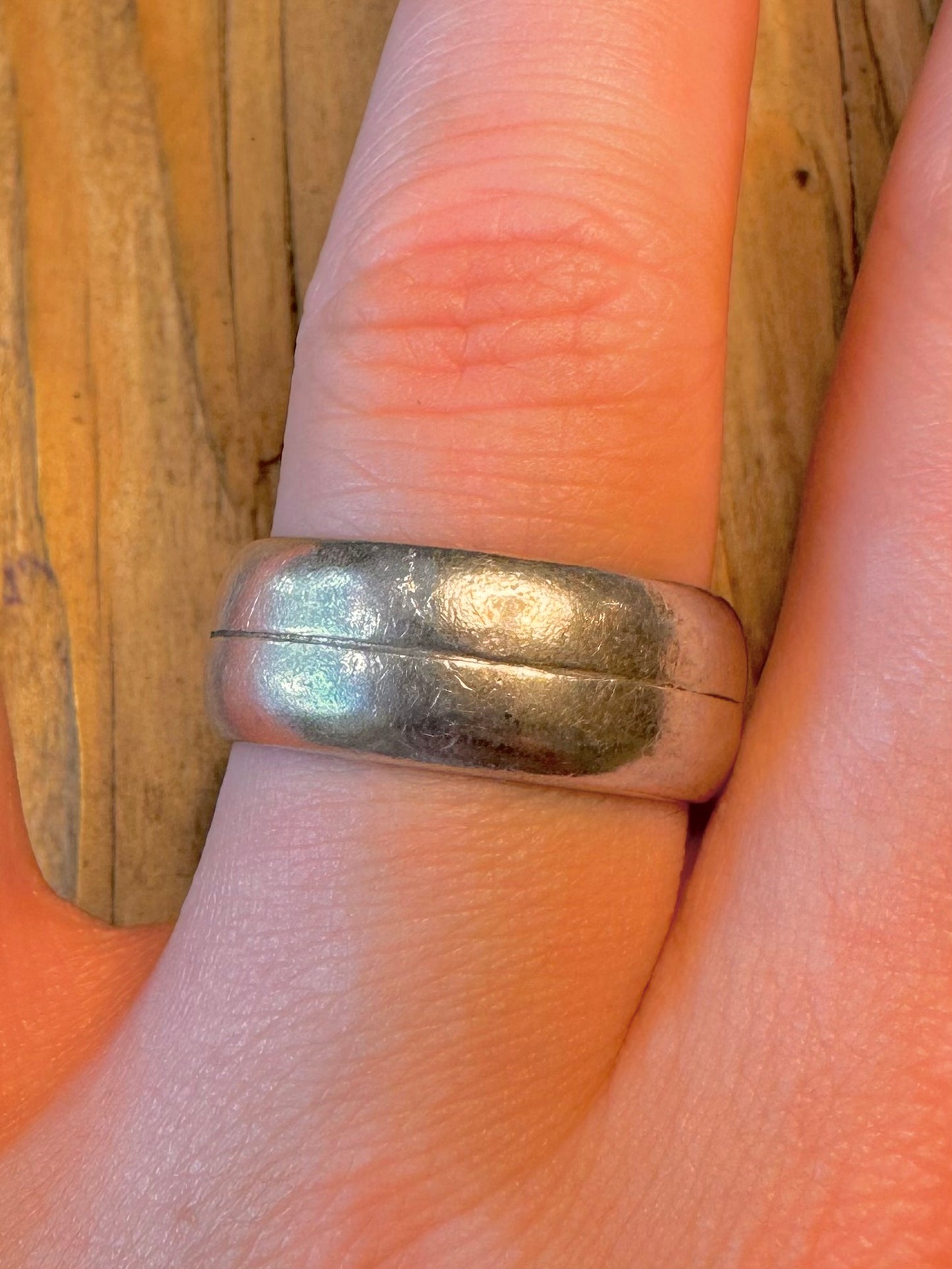 Chunky Rounded Band with Line Maker GM 925 Sterling Silver Size U Ring