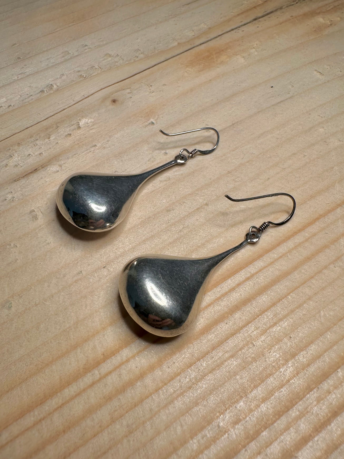 Rounded Teardrop Dangle 925 Sterling Silver Earrings
