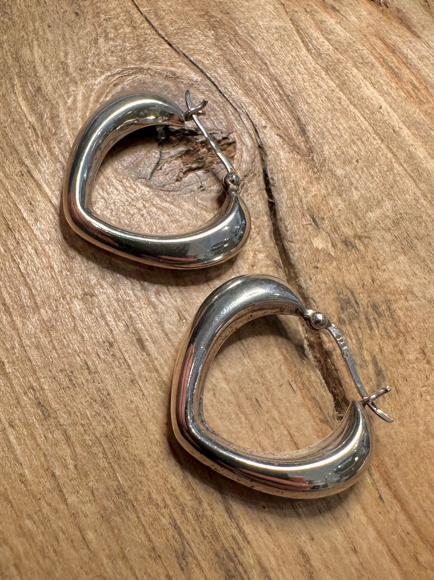 Abstract Chunky Hoops 925 Silver Earrings