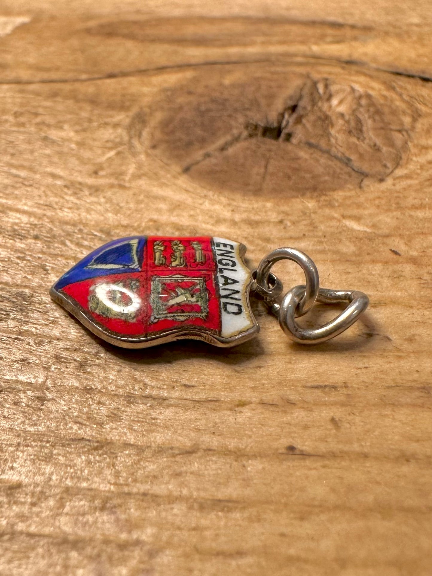 Vintage England Enamel Crest 925 Silver Pendant
