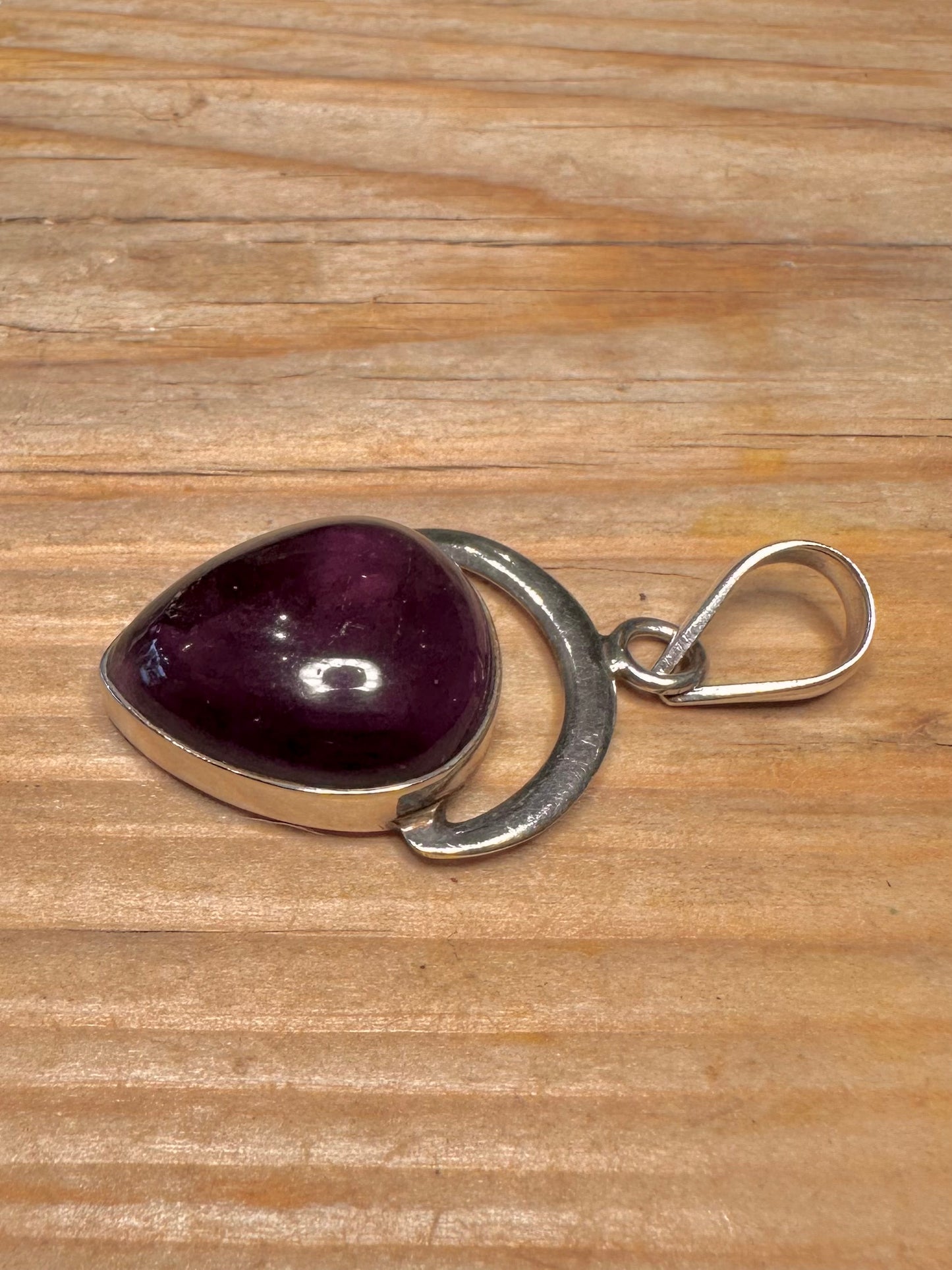 Vintage Amethyst Tränenförmiger 925 Sterling Silber Anhänger