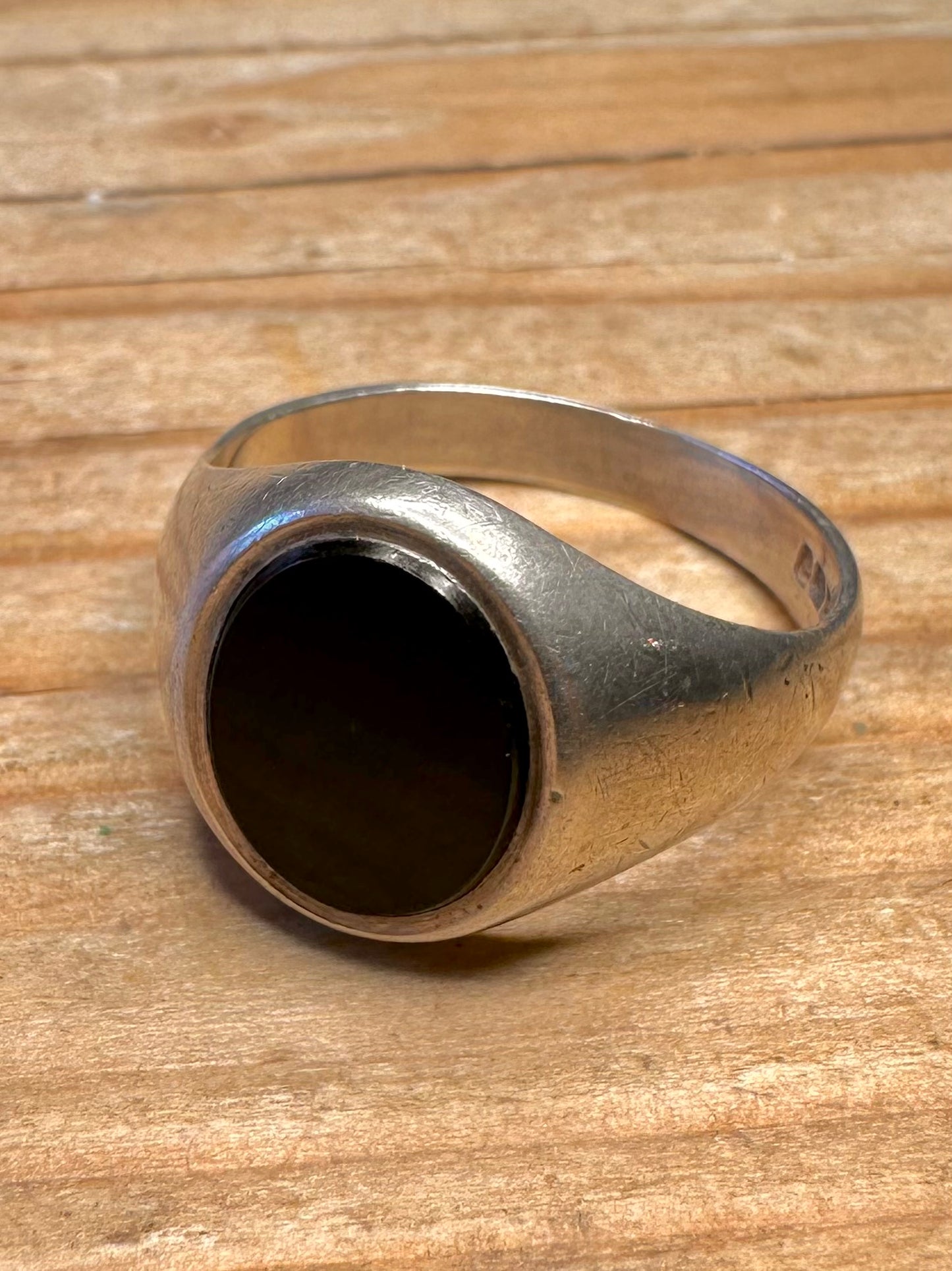 Vintage 1980 Onyx Signet 925 Sterling Silver Size X Ring