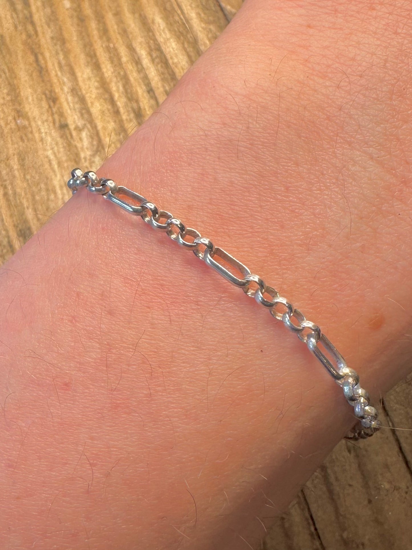 Bar and Oval Link Italy 925 Sterling Silver 7.5 inch Bracelet