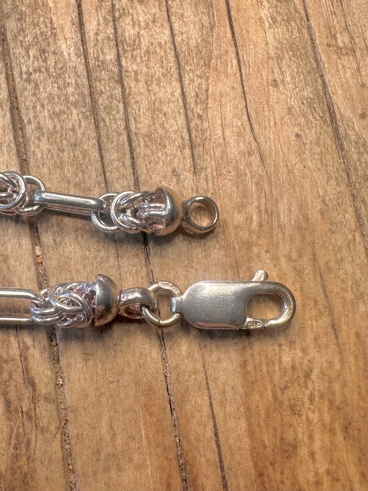 Byzantine and Bar Links 925 Sterling Silver 18 inch Necklace