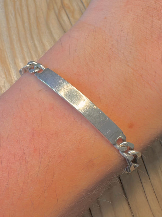 Vintage Identity Figaro Chain 925 Silver 7.5 inch Bracelet