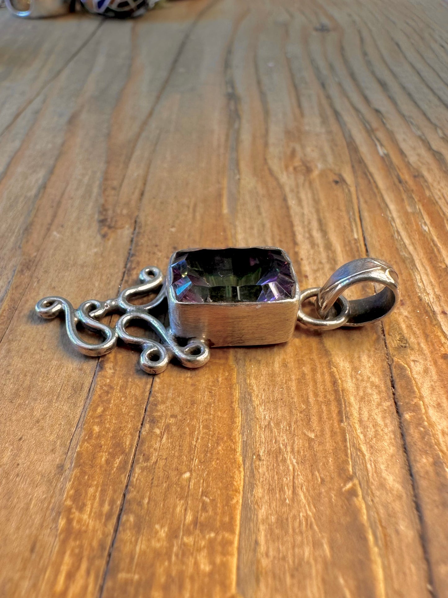 Abstract Mystic Topaz 925 Sterling Silver Pendant