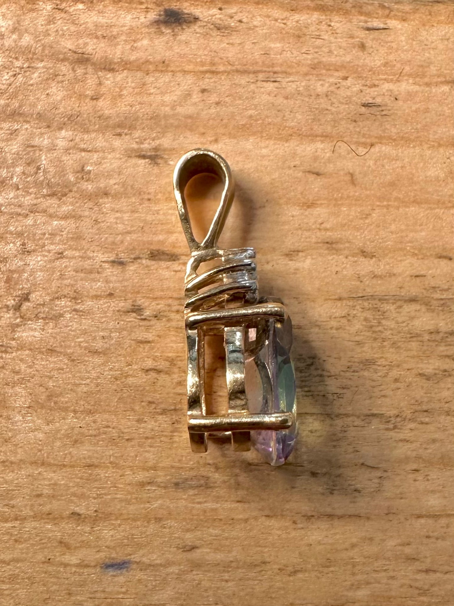Vintage 9ct Gold Mystical Topaz and Diamond Sheffield 375 Pendant