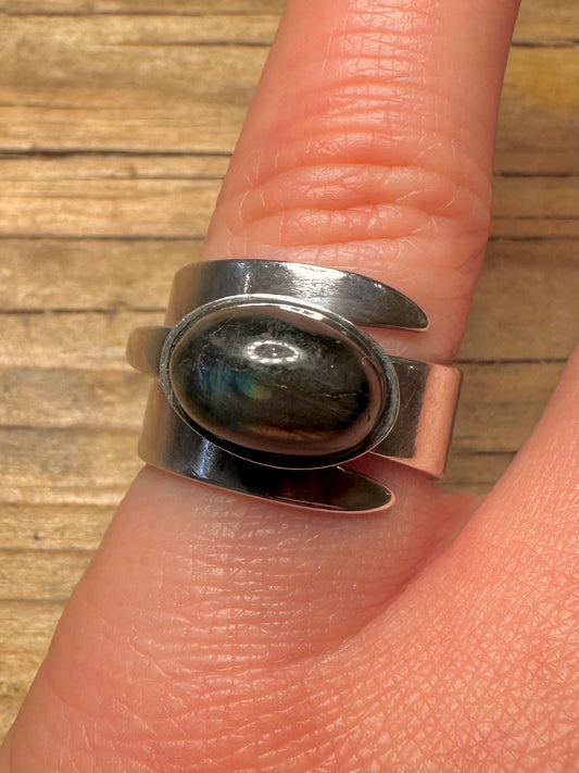 Vintage David Anderson Labradorite Norway 925 Sterling Silver Size M1/2 Ring