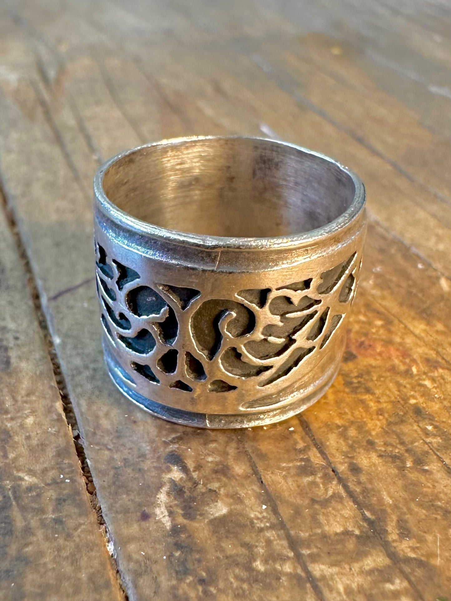 Wide Decorative Band 925 Sterling Silver Size M1/2 Ring